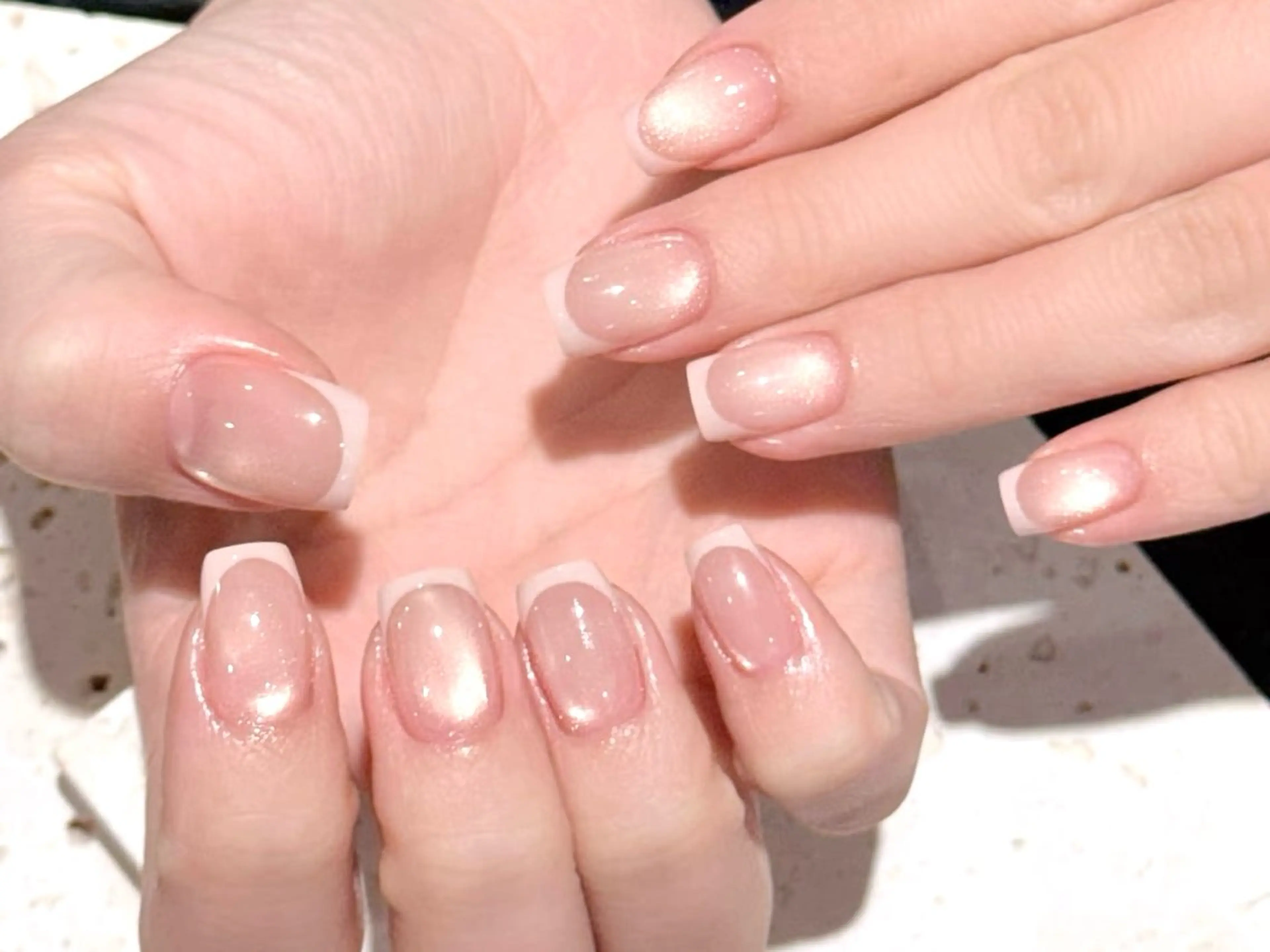 ネイル フレンチネイル マグネットネイル ニュアンスネイル ピンク ハンドネイル ハンドケア DarkHoney 池袋店のネイルデザイン