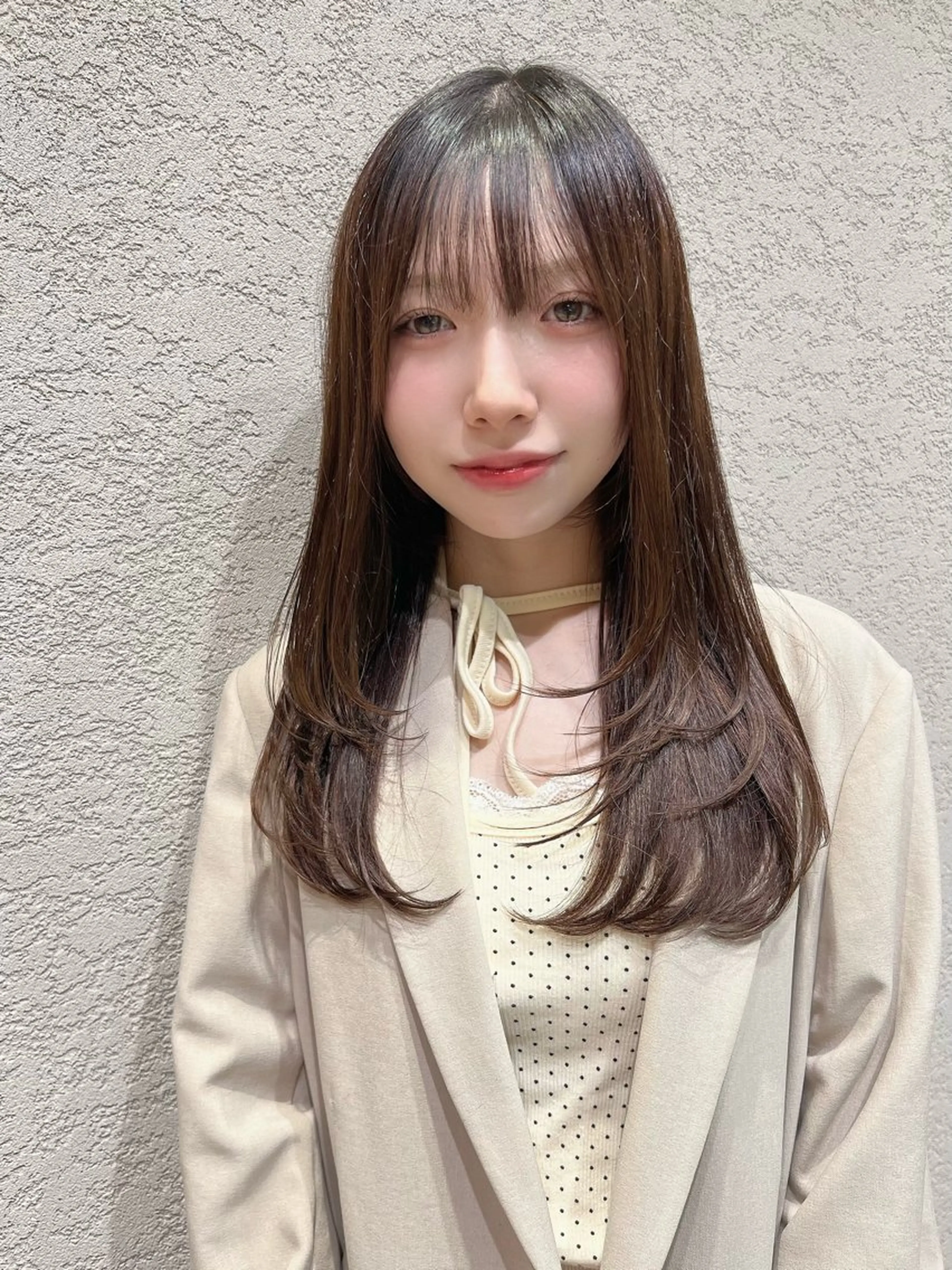 セミロング カラー カット ヘアカラー トリートメント 興津/韓国レイヤー ダブルカラー美髪縮毛のヘアスタイル