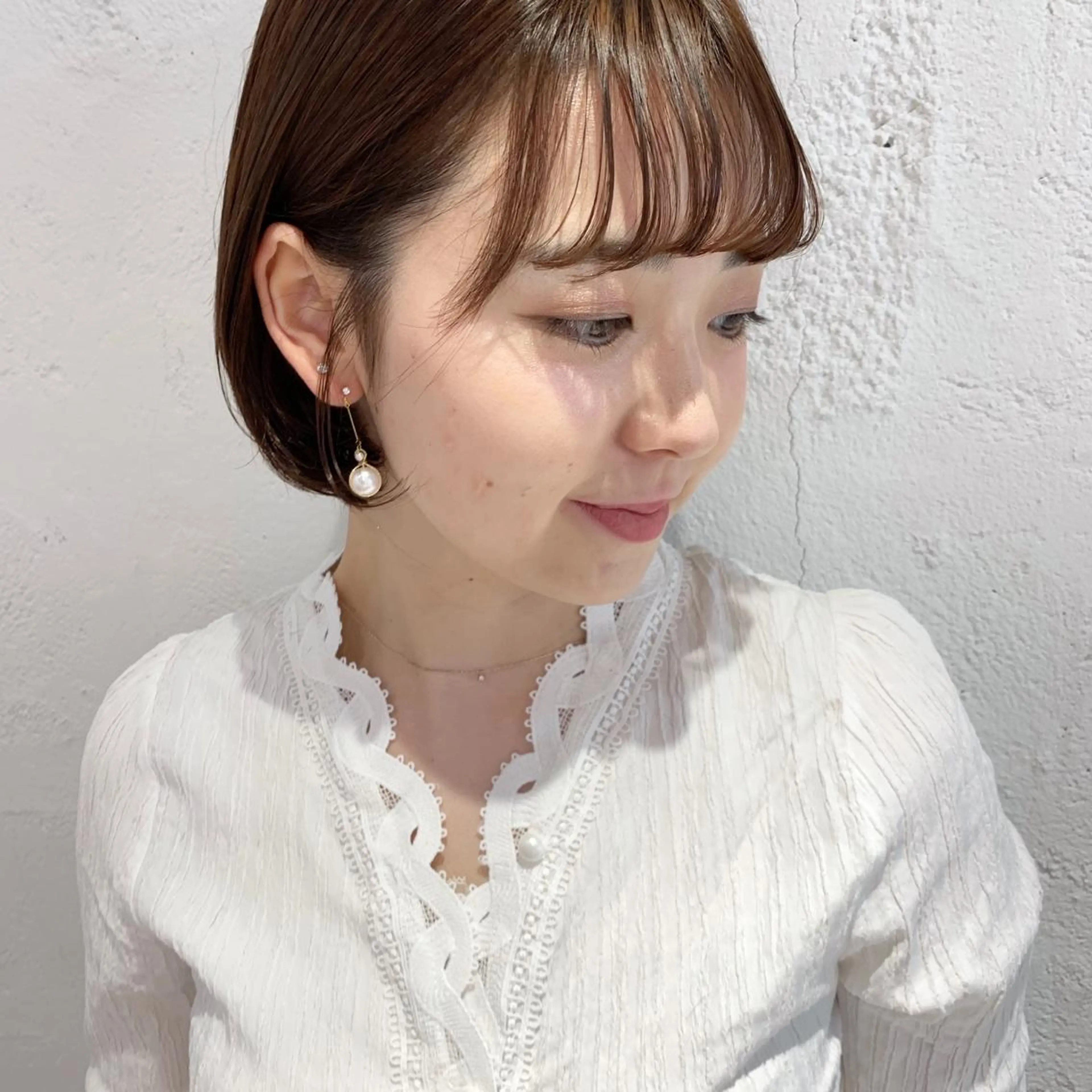 ミディアム カラー ヘアアレンジ ベージュカラー ピンクカラー ピンクベージュ ボブ 🫧透明感カラー/ ボブ/小笠原汐海🪽のヘアスタイル