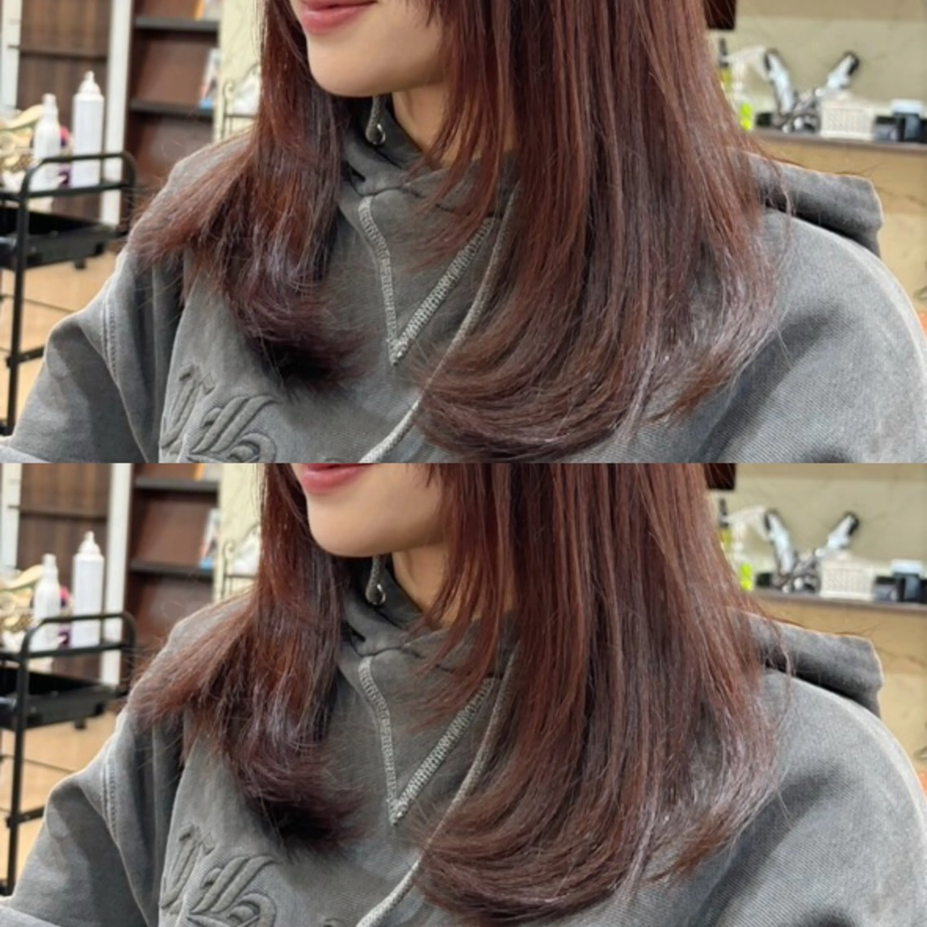 ミディアム カラー 顔まわりレイヤー レイヤーカット apt オクムラ／金沢のヘアスタイル