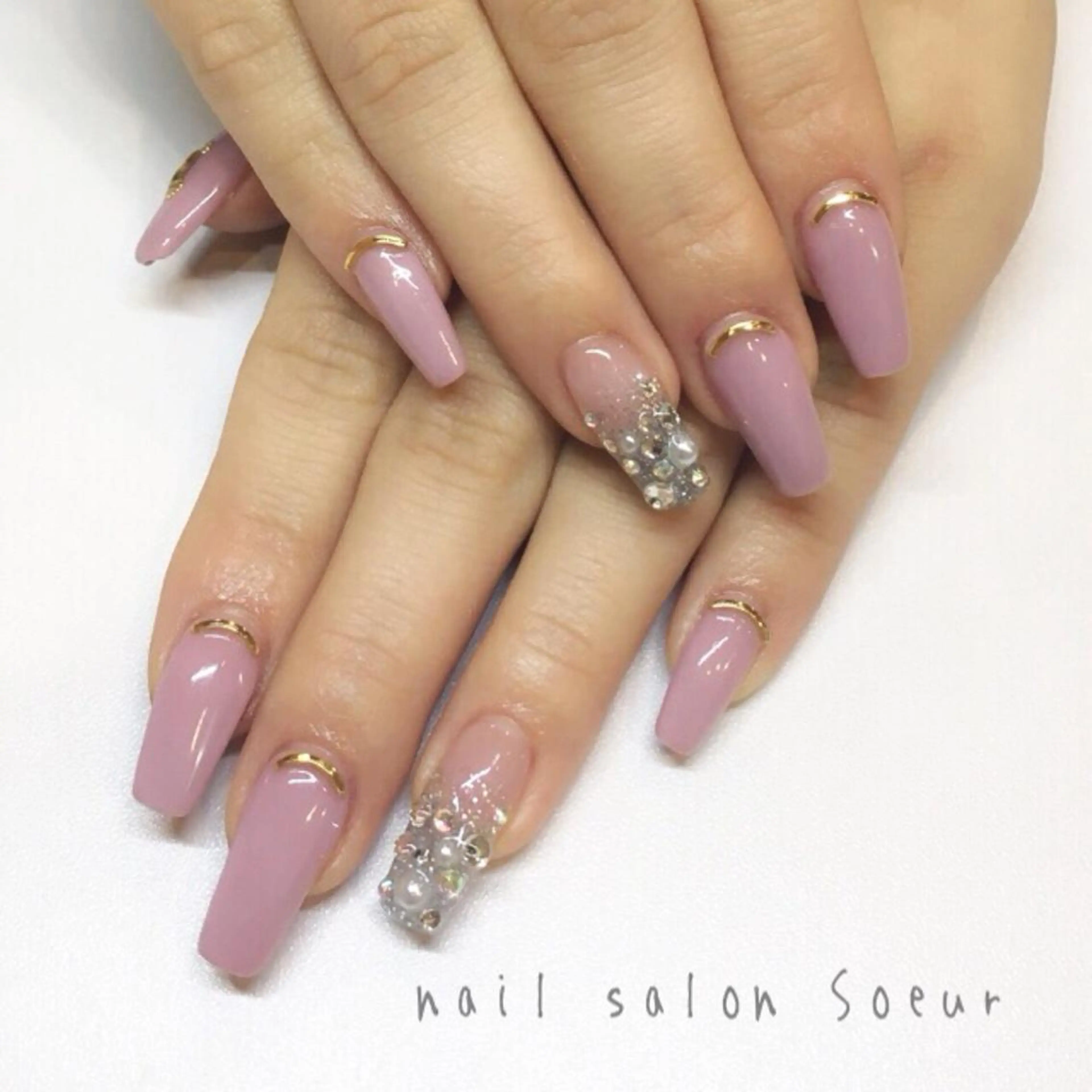 ネイル 持ち込み ピンク スカルプネイル ハンドネイル nail salon Soeurのネイルデザイン