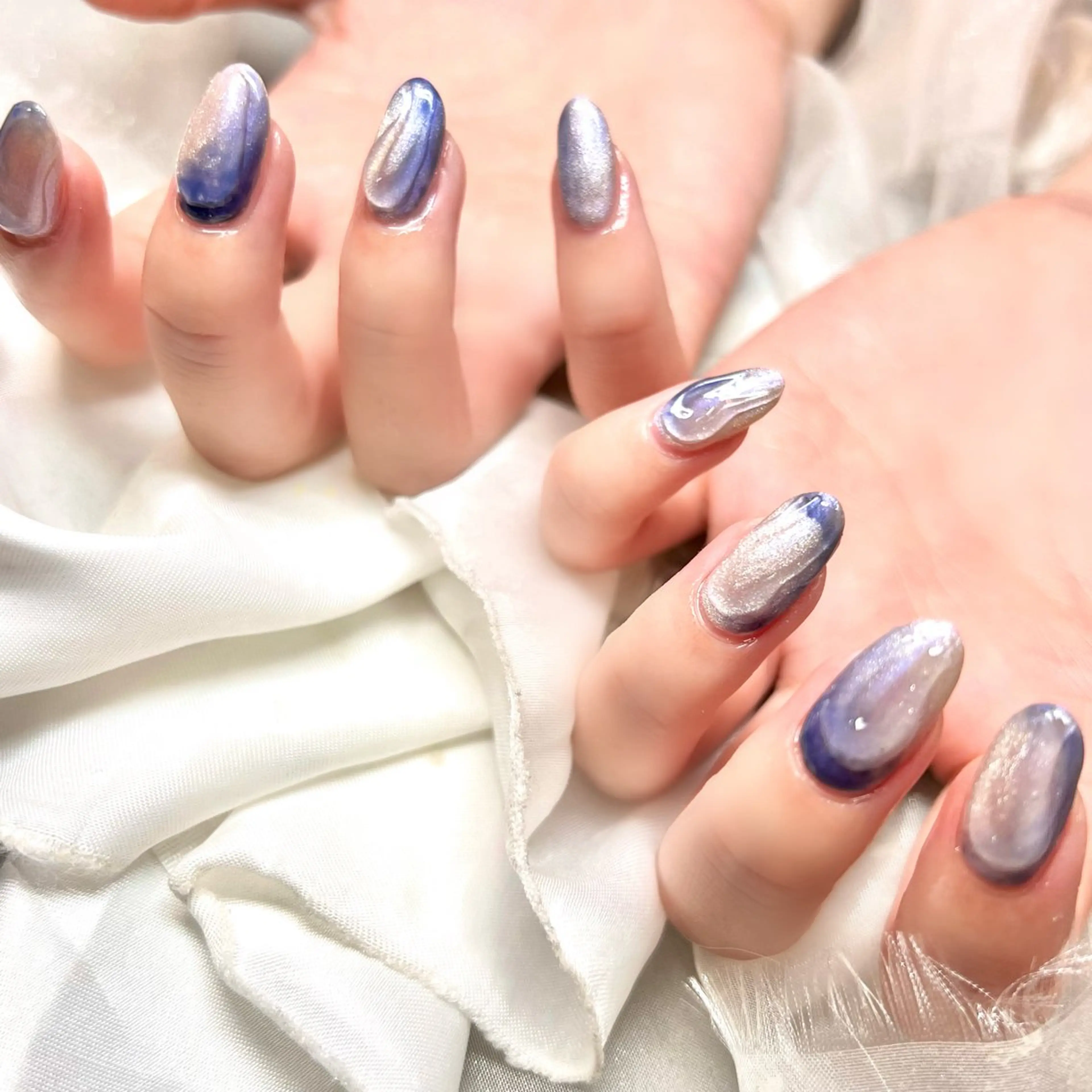 ネイル アートネイル オーロラネイル ジェルネイル 韓国ネイル ロングネイル clover nailのネイルデザイン