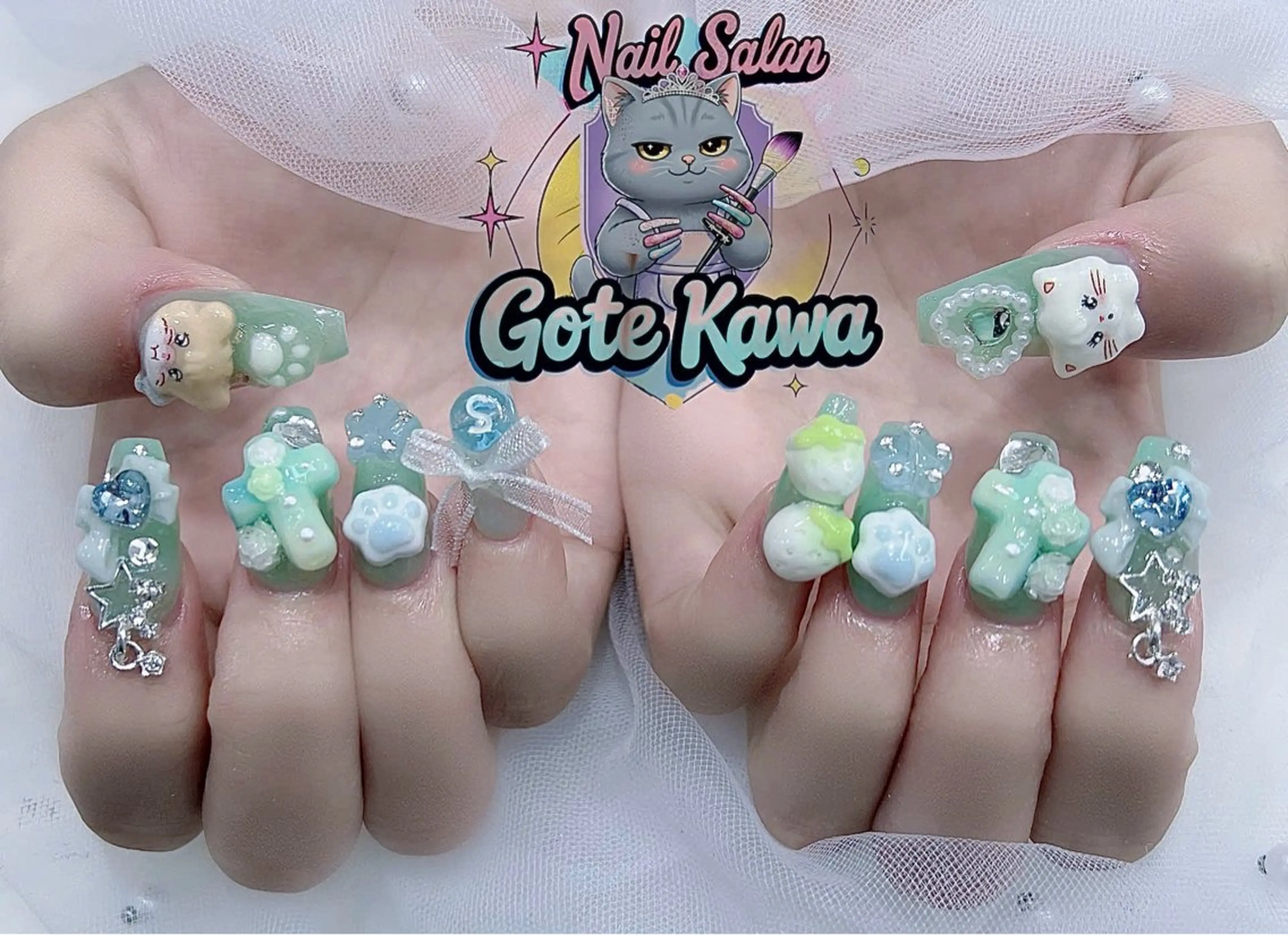 ネイル アートネイル キラキラネイル スカルプネイル ハンドネイル ハンドケア Gote Kawa nail salonのネイルデザイン