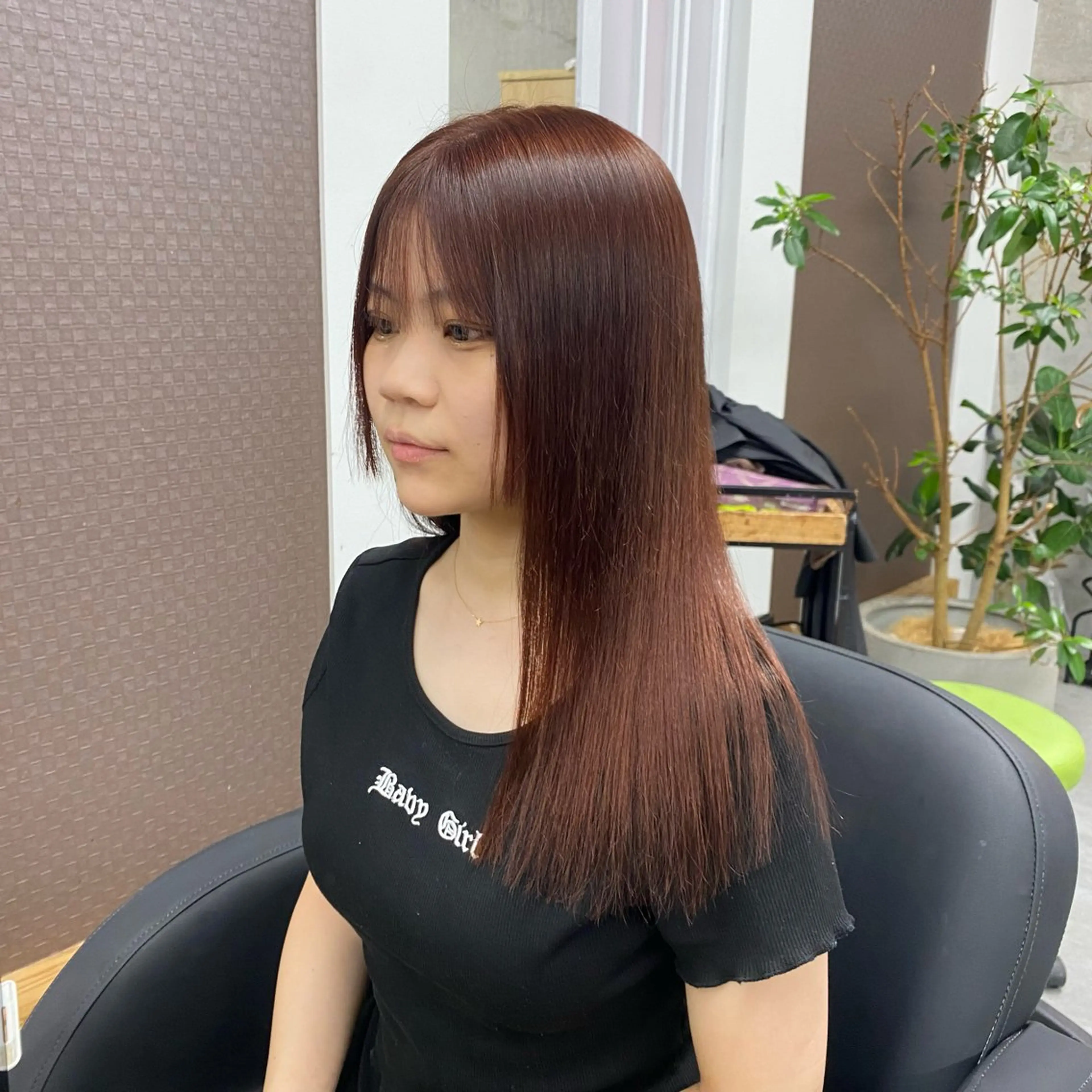セミロング カラー ブラウンカラー オレンジ オレンジブラウン ヘアカラー Runa/大人 かわいいハイトーンのヘアスタイル