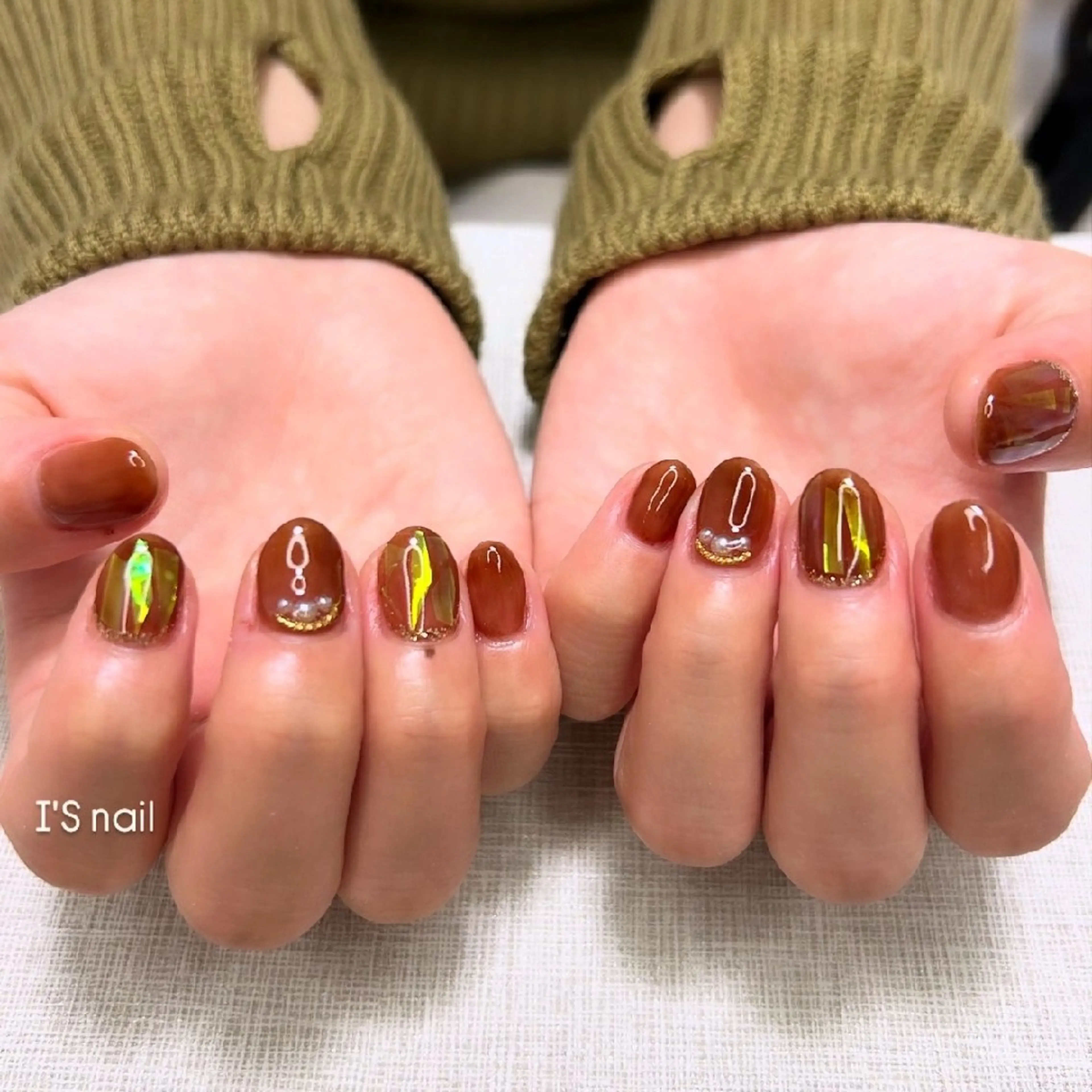 ネイル ブラウン ハンドネイル I'S nail 佐野のネイルデザイン