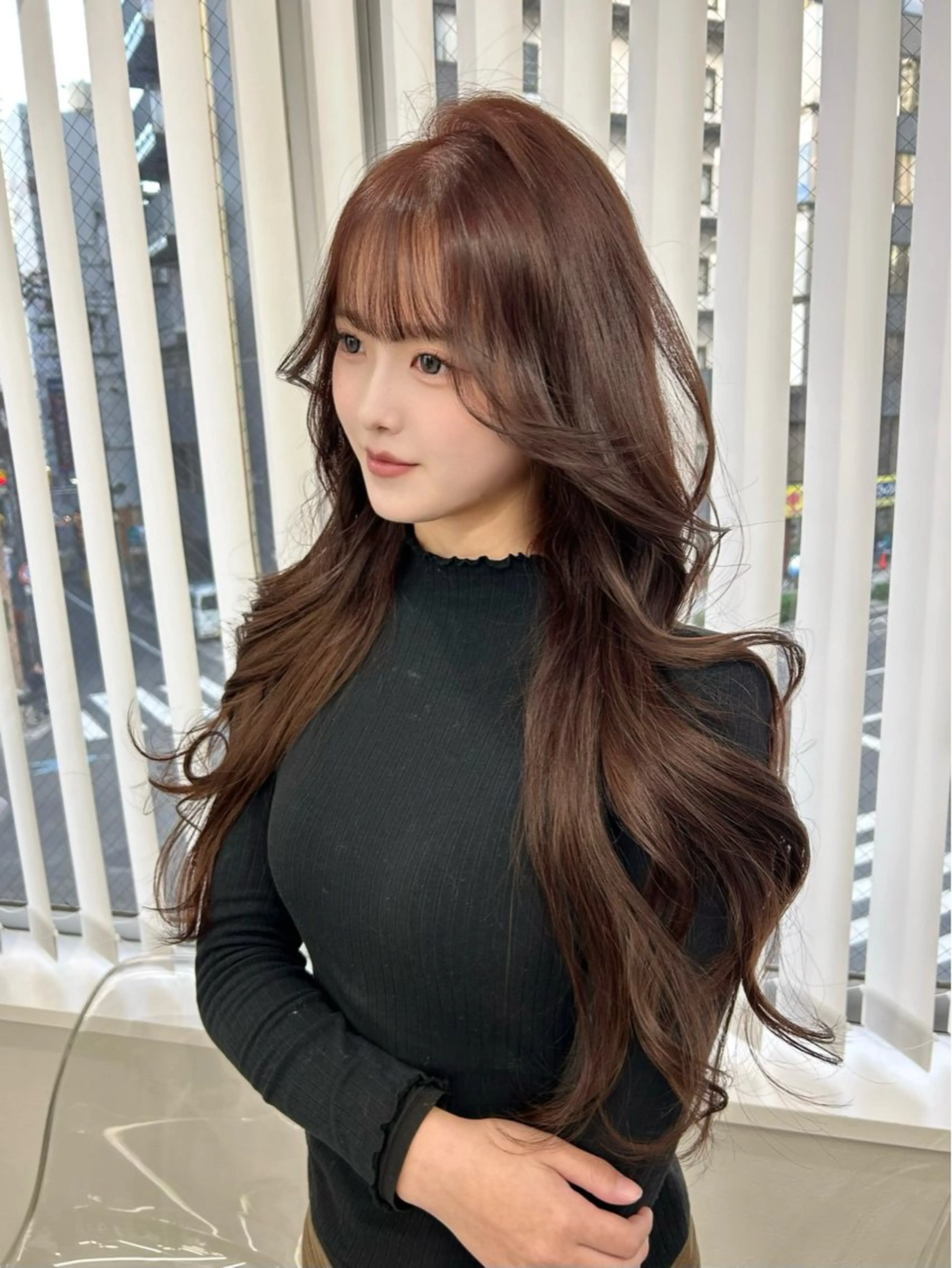 ロング カラー カット ヘアカラー nanaka 🤍韓国ワンホンヘアのヘアスタイル