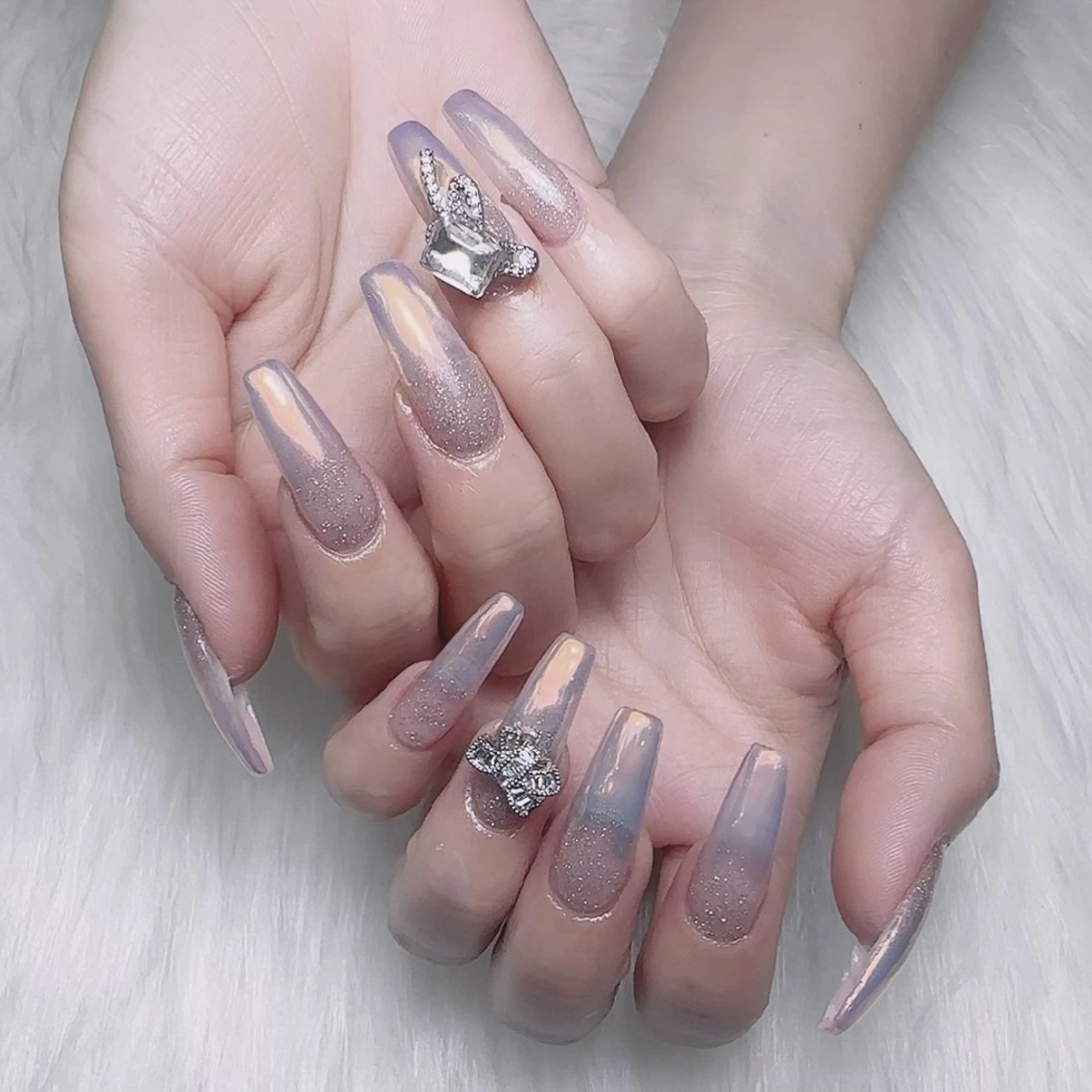 ネイル 長さ出し フラッシュネイル 韓国ネイル ミラーネイル 持ち込み ハンドネイル UM Nail Salonのネイルデザイン