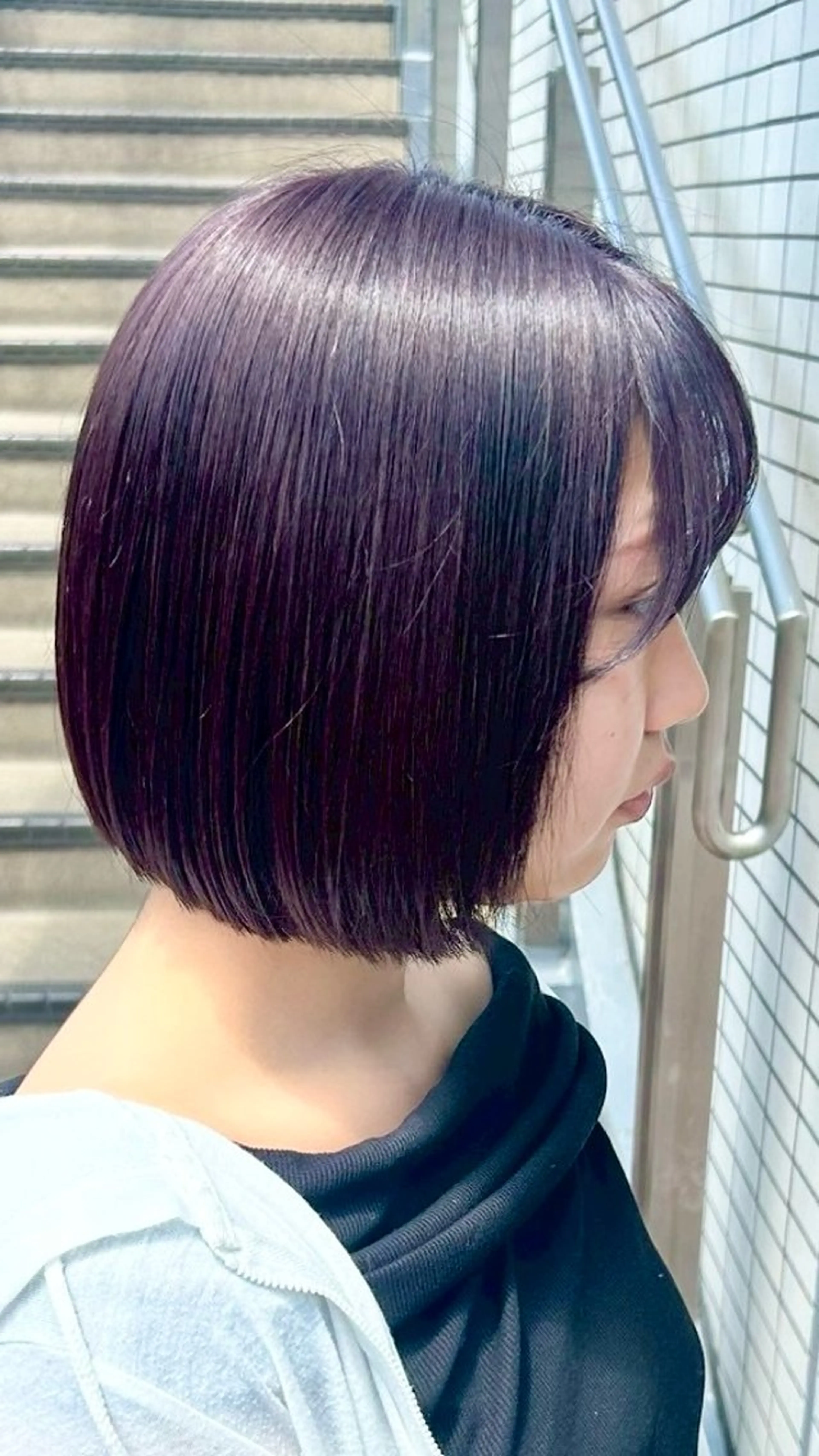 ミディアム ワンレンボブ ショートボブ ボブ 顔まわりレイヤー 顔周りカット カット ヘアカラー トリートメント 🥀透明感カラー/ 髪質改善🥀ユイキのヘアスタイル