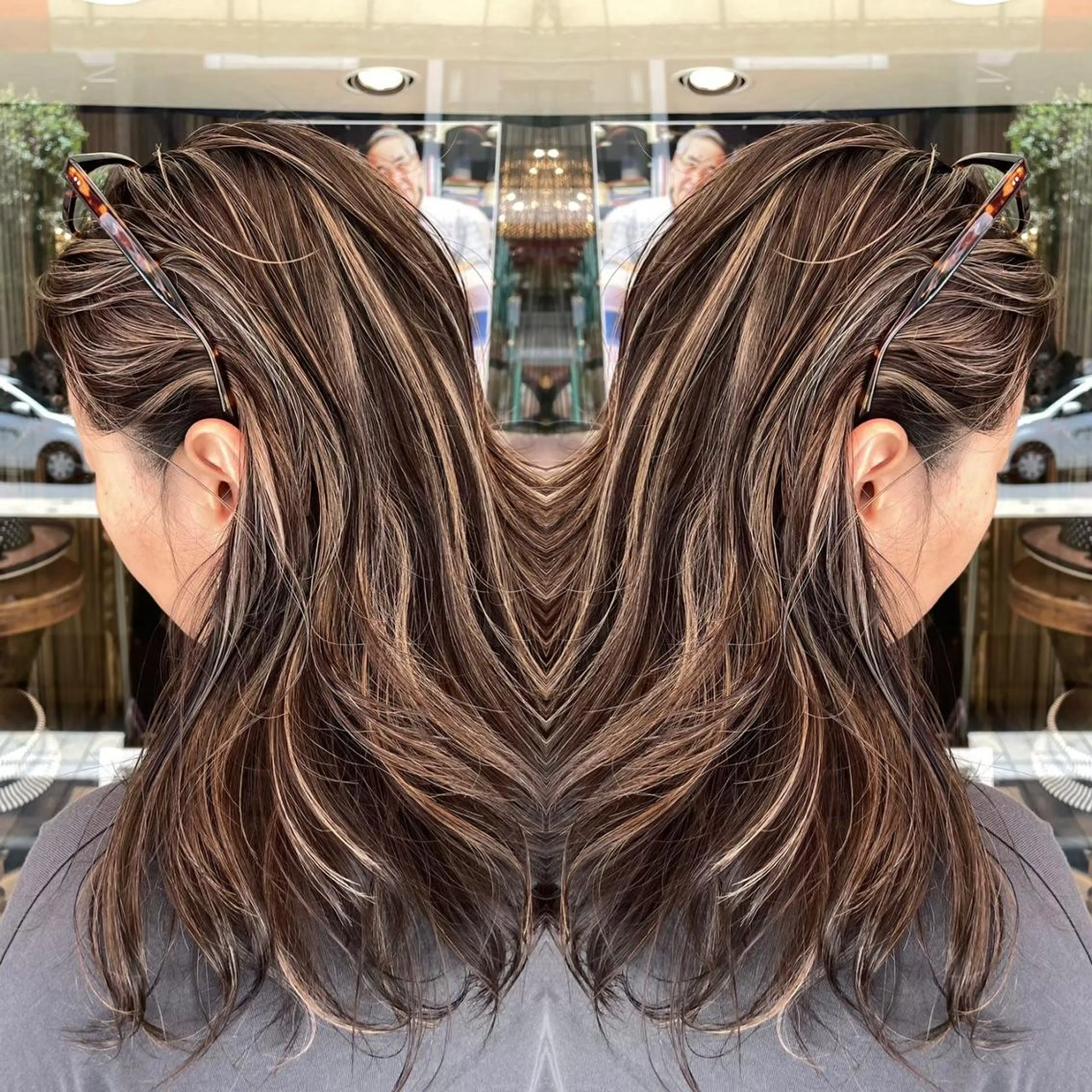 ロング 外国人風カラー ハイライト 髪質改善 似合わせカット トリートメント saho .のヘアスタイル