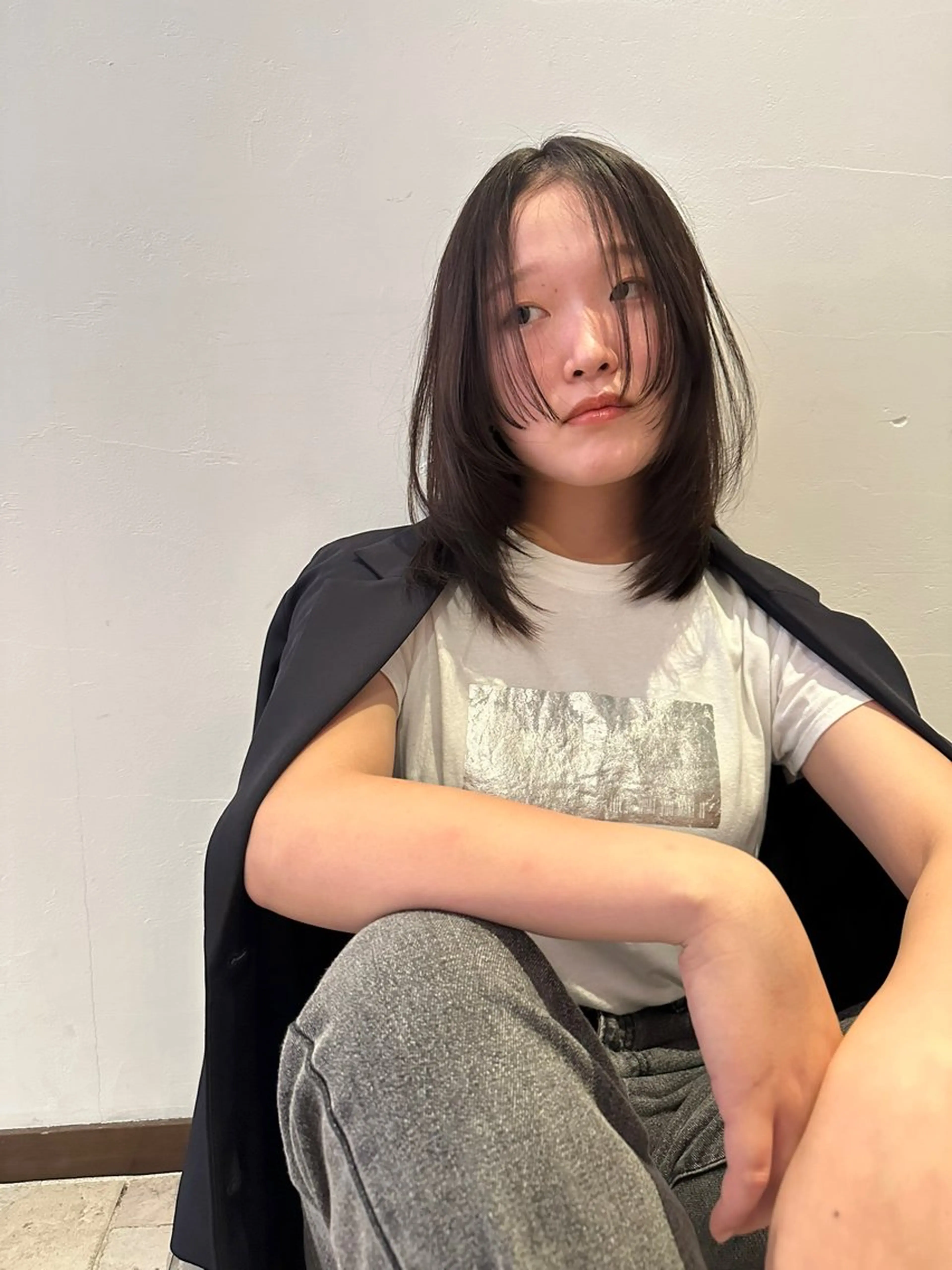 ミディアム 藤原 蓮のヘアスタイル