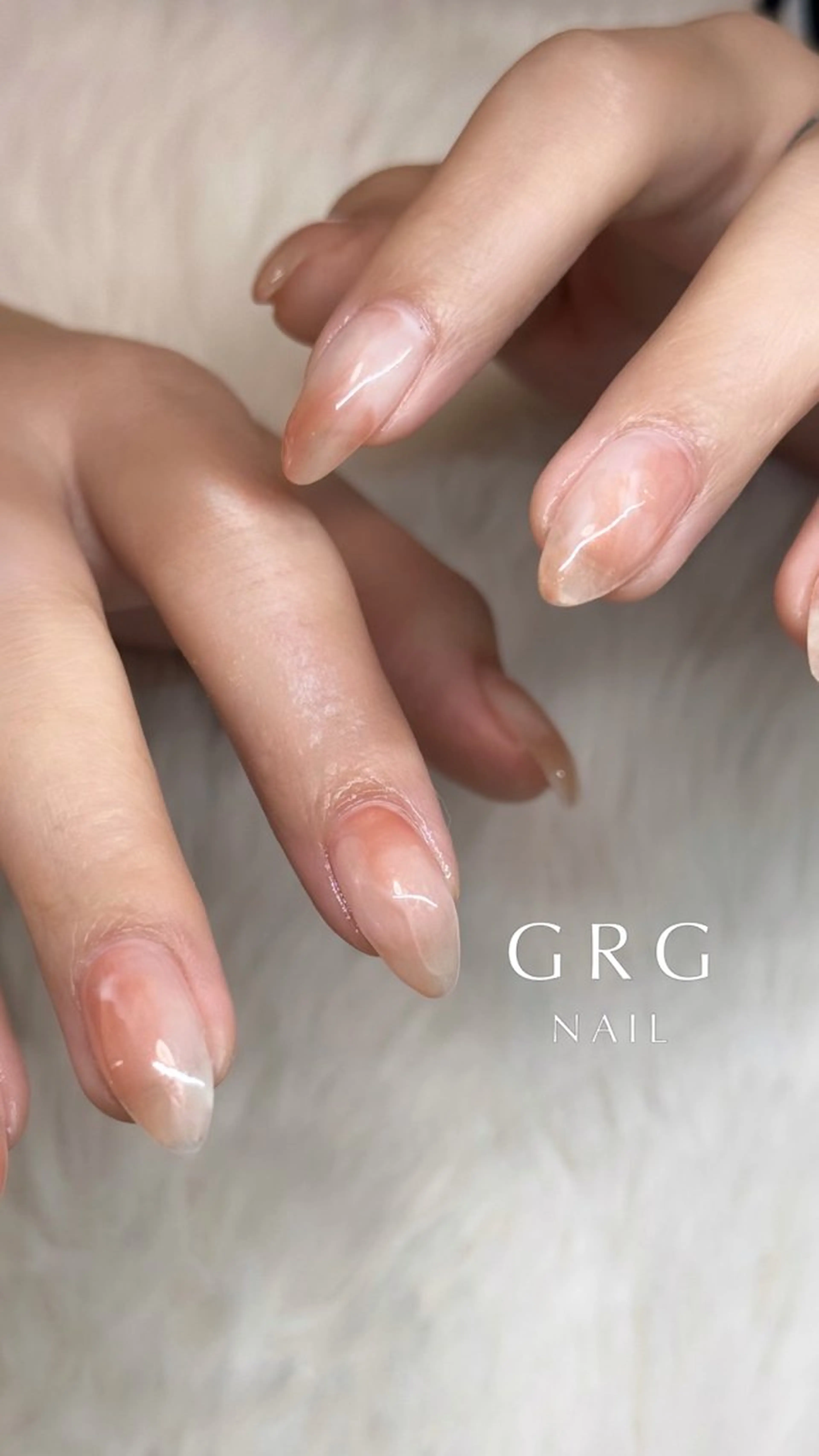 ネイル 桜ネイル ニュアンスネイル オレンジ ピンク シンプルネイル GRG NAILのネイルデザイン