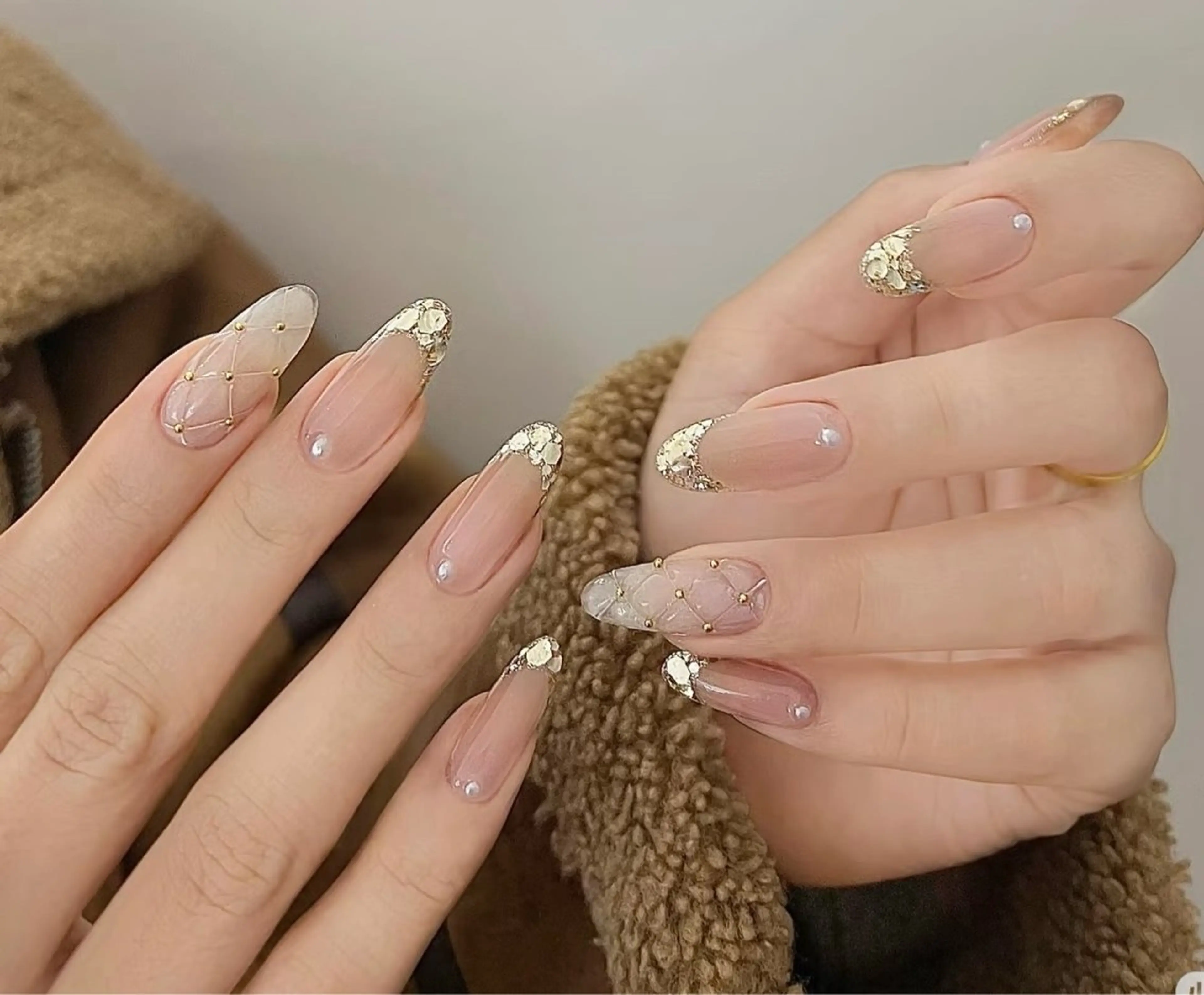ネイル フラワーネイル フレンチネイル ジェルネイル ガラスフレンチ ハート ハンドネイル BabyYouMi nailのネイルデザイン