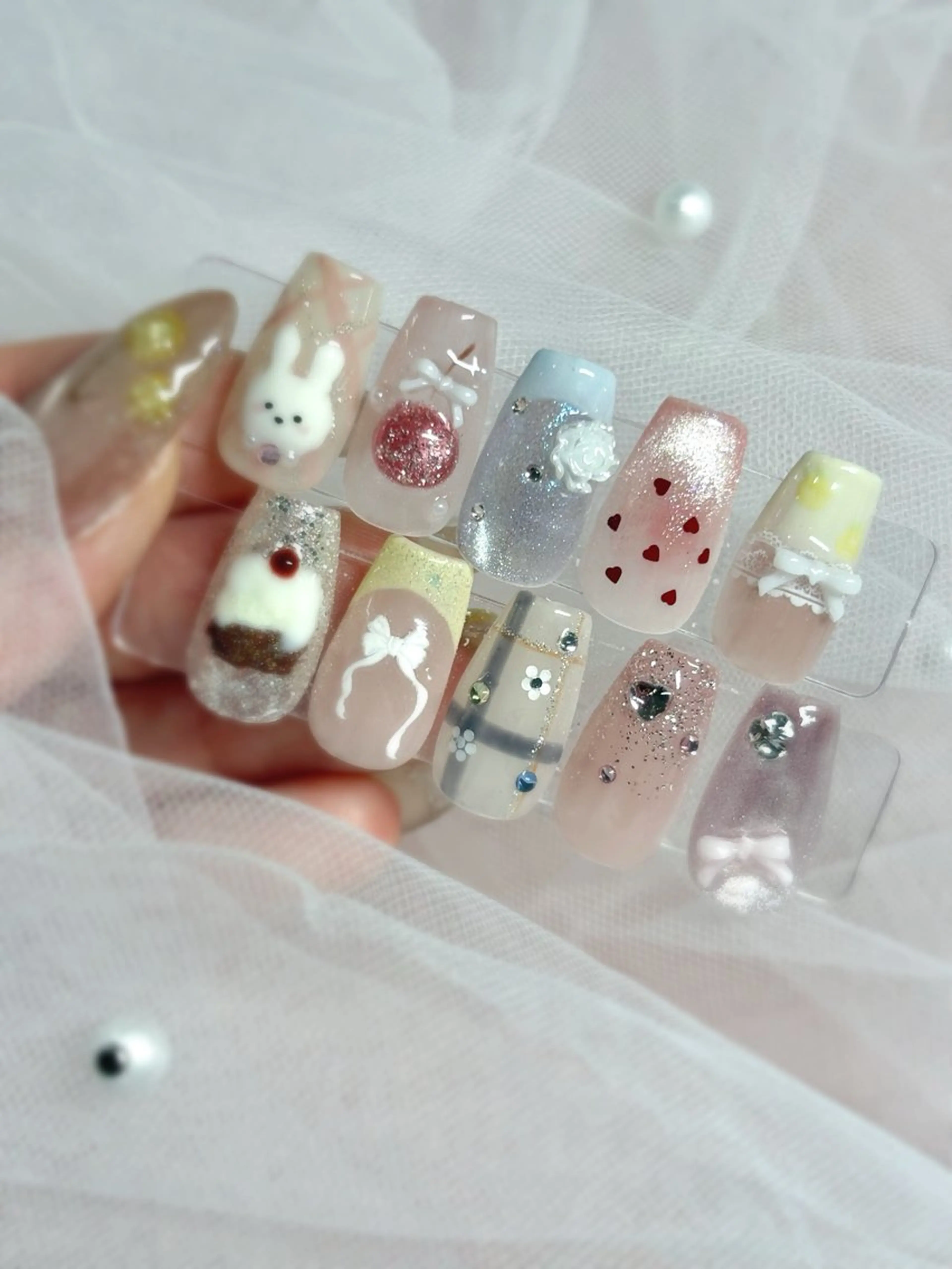 ネイル アートネイル 春ネイル ハンドネイル Nail Salon RiLion所属・kaho  🧸🎀 RiLionのネイルデザイン