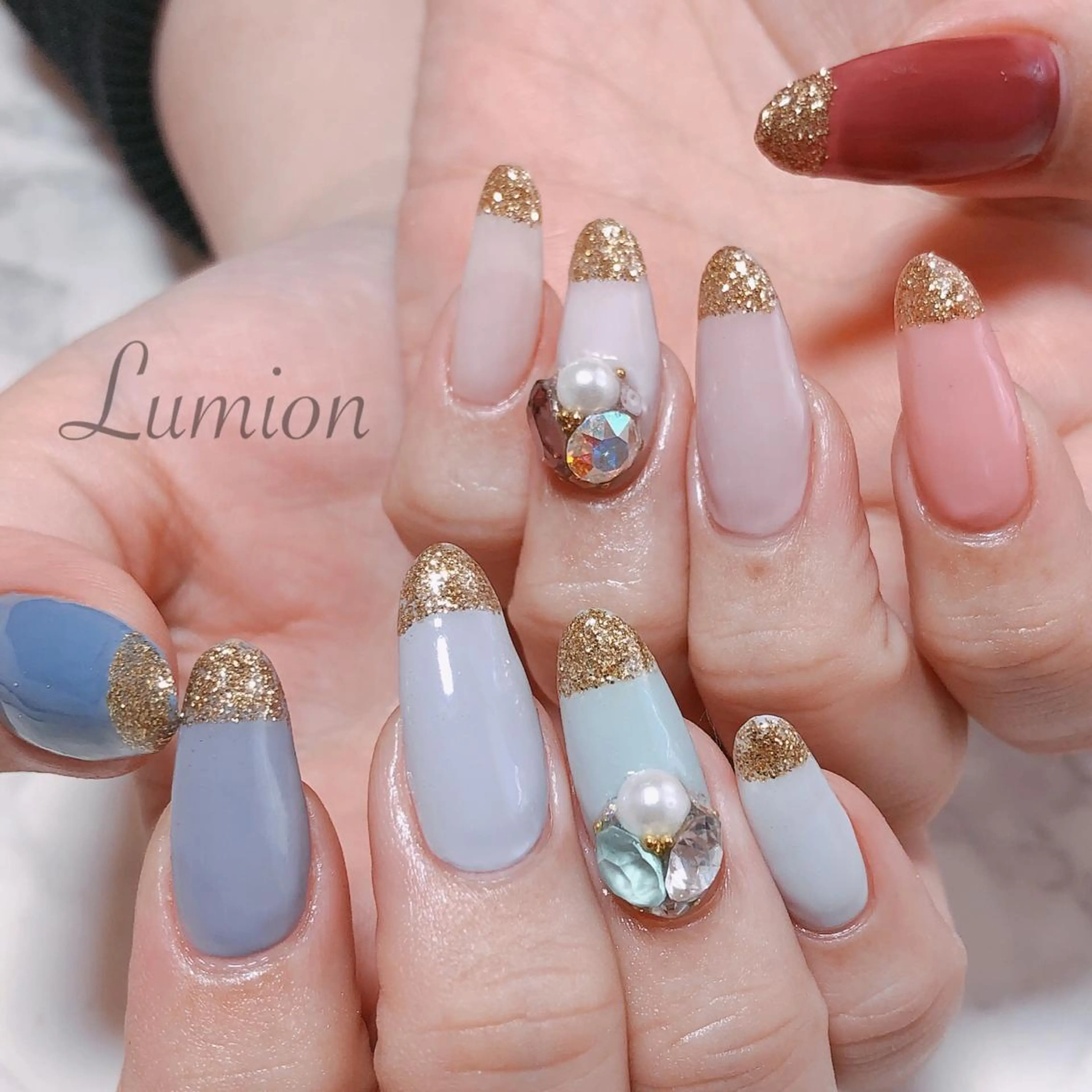 ネイル アートネイル 長さ出し ジェルネイル スカルプネイル nailroom Lumionのネイルデザイン