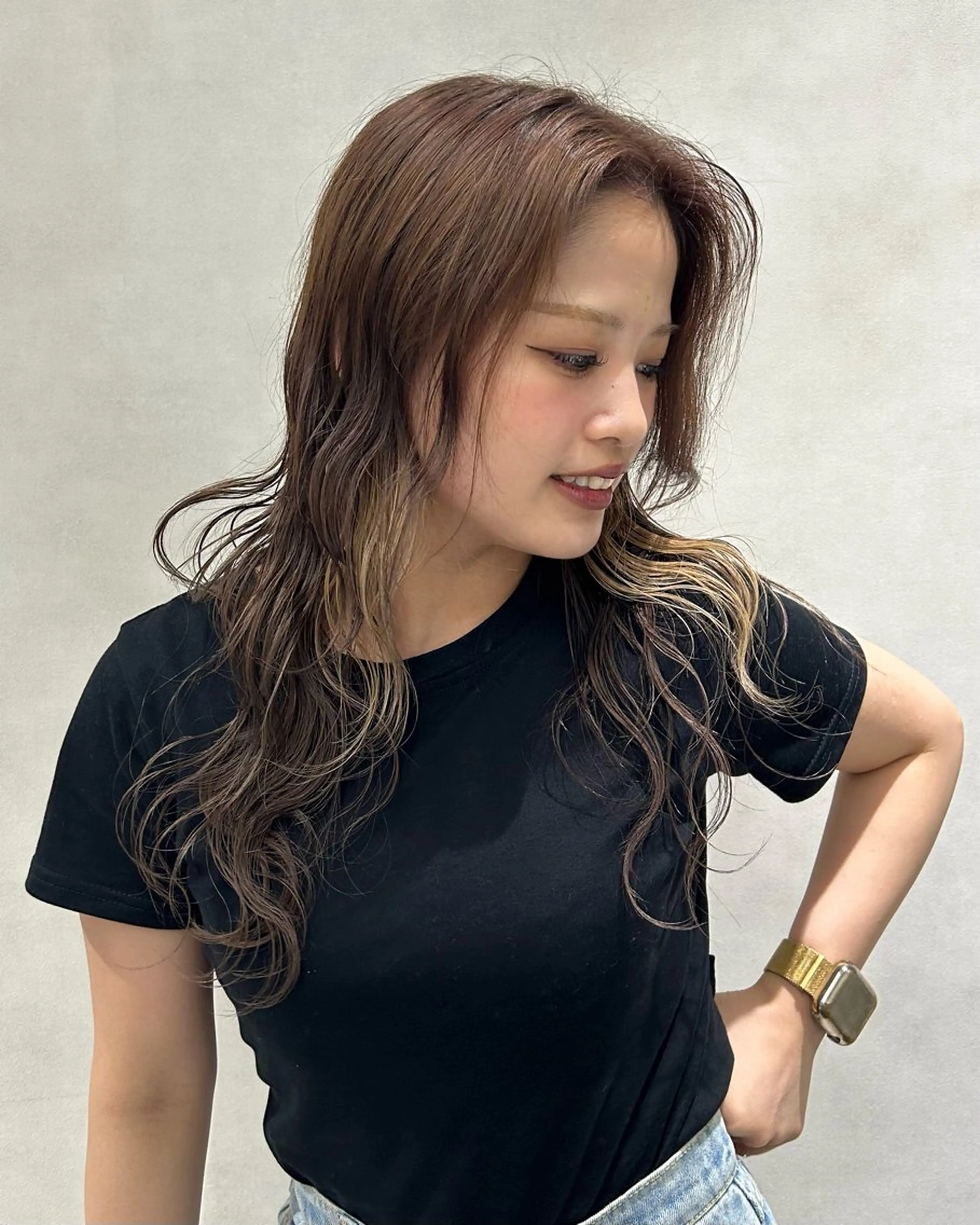 ロング カラー ブラウンカラー チョコレートブラウン インナーカラー 寺川留以 /カットモデル募集中のヘアスタイル