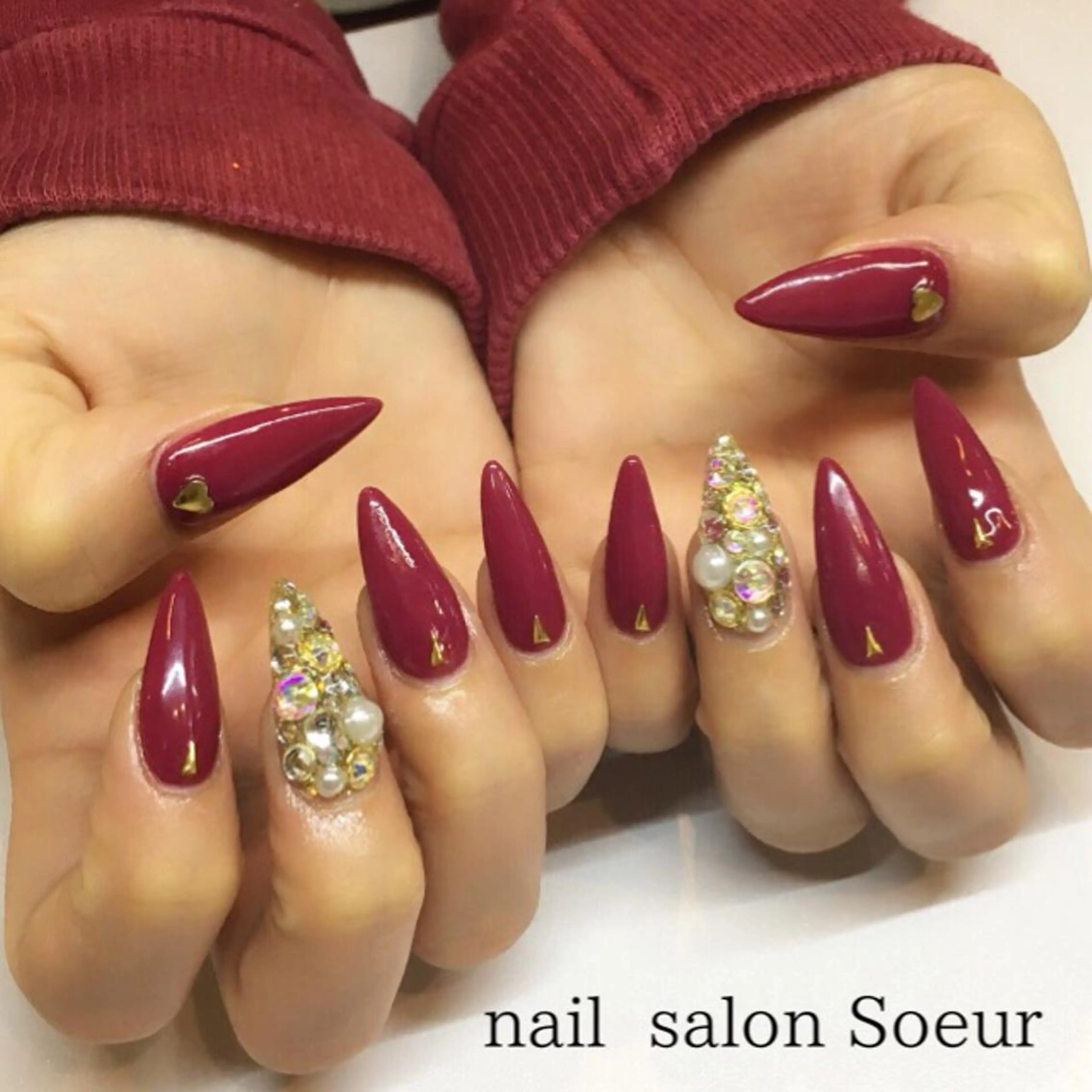 ネイル ボルドー 持ち込み スカルプネイル ハンドネイル nail salon Soeurのネイルデザイン