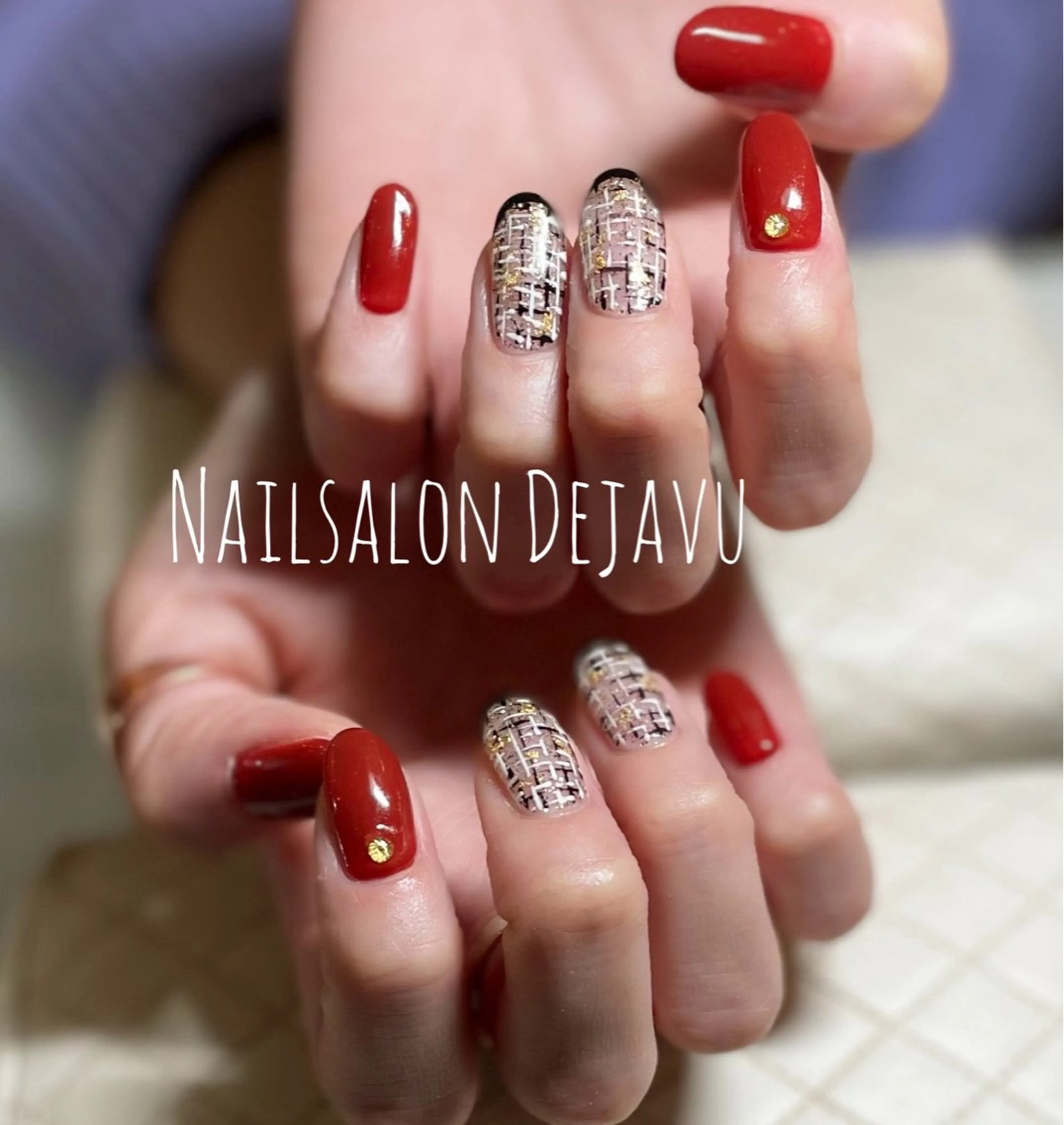ネイル ツイードネイル ハンドネイル Nailsalon Dejavuのネイルデザイン