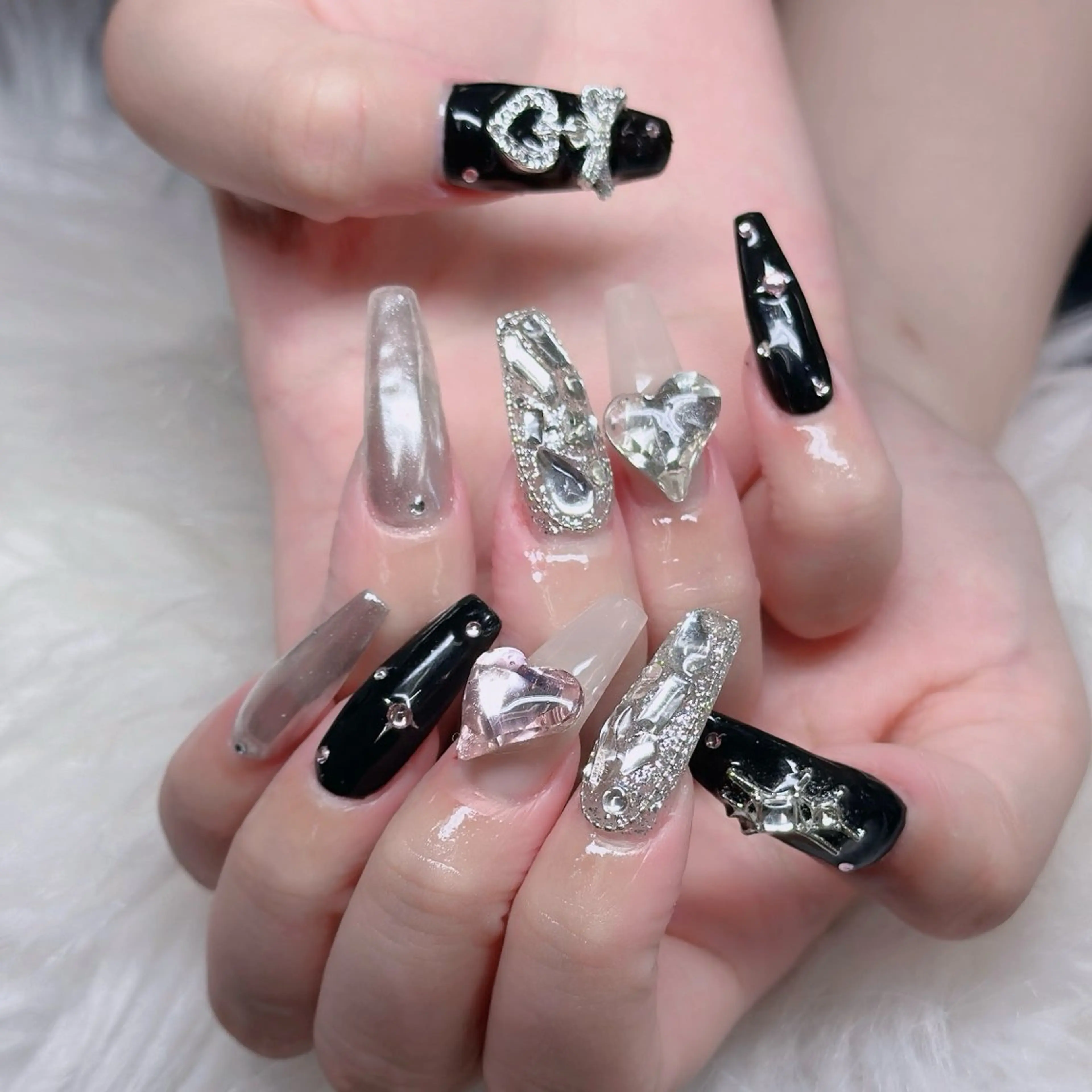 ネイル ロングネイル マグネットネイル リボン 夏ネイル スーパーロングネイル ハンドネイル Hani Nail XUKAのネイルデザイン