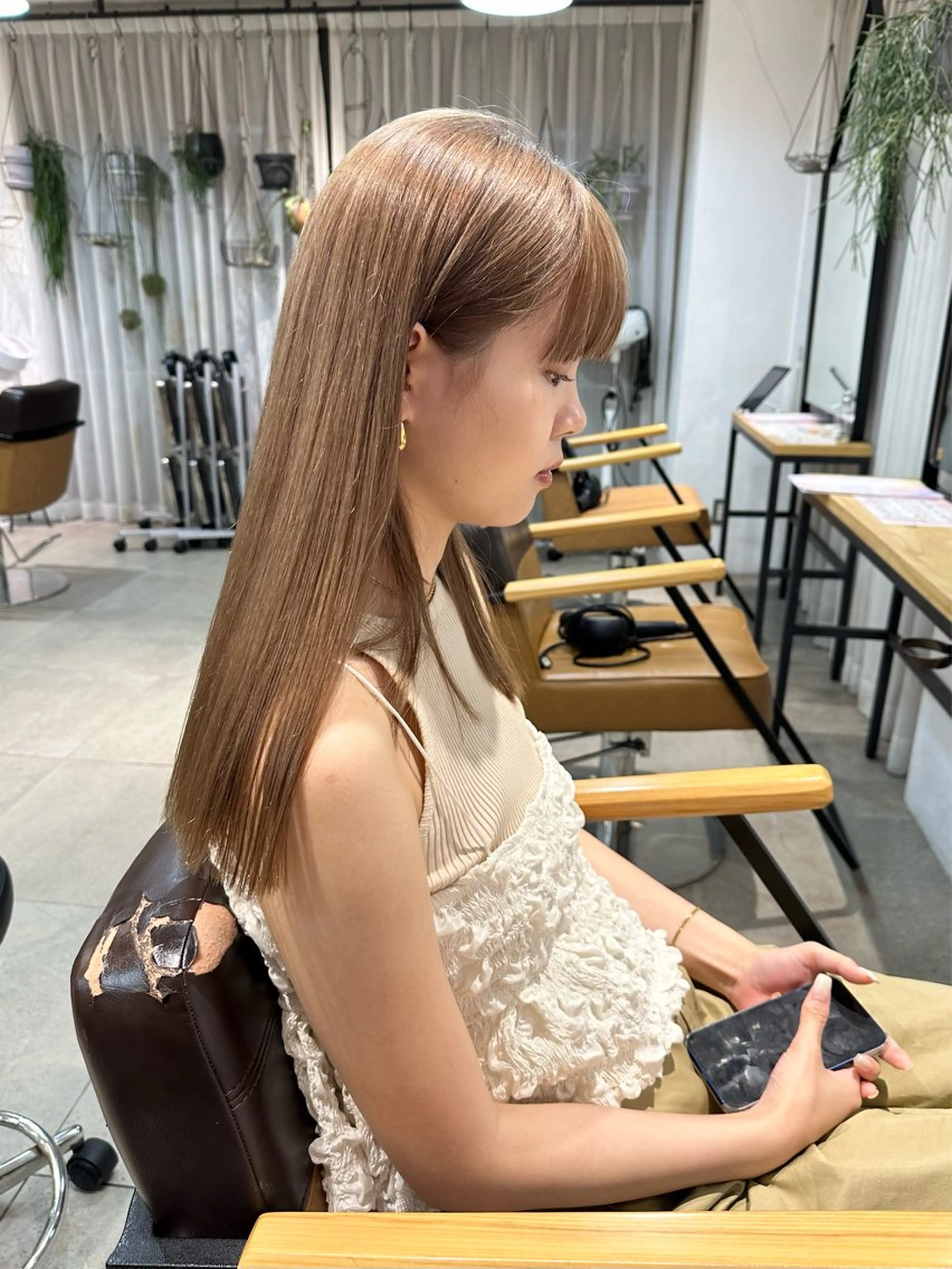 セミロング カラー 縮毛矯正/透け感 カラー🎀♡mariのヘアスタイル