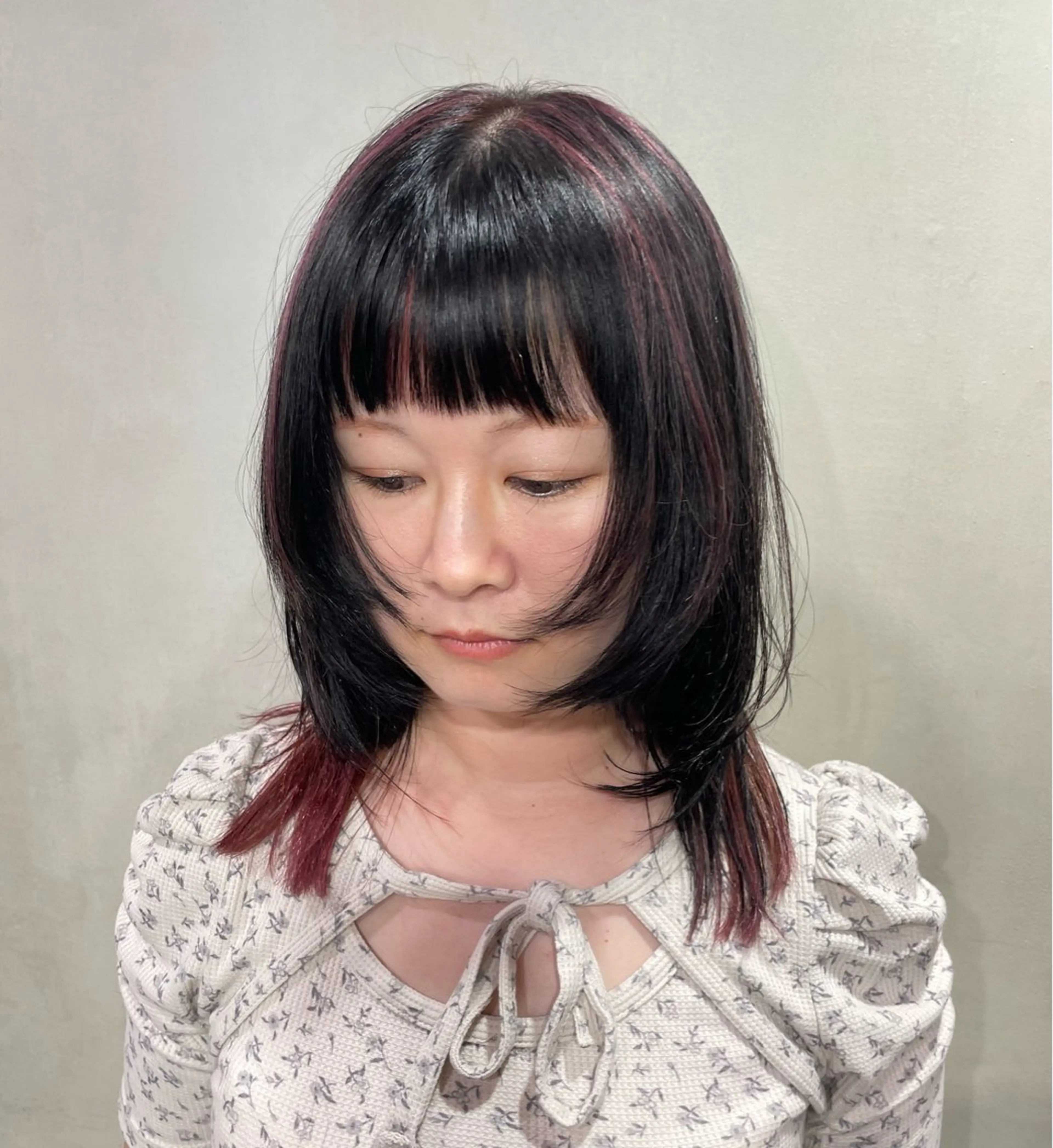 ミディアム カット ヘアカラー miwa/ボブパーマ /モードボブのヘアスタイル