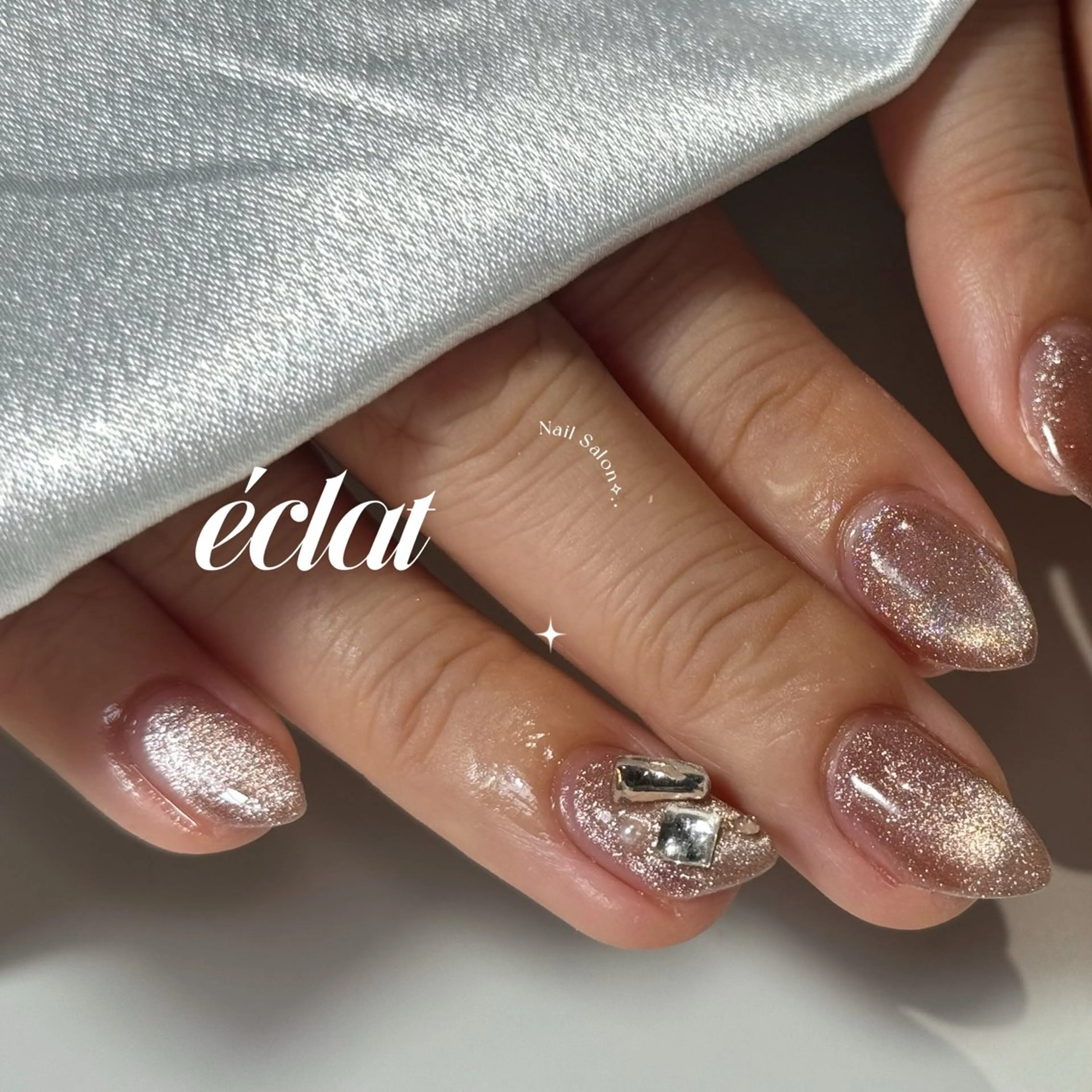 ネイル キラキラネイル マグネットネイル ハンドネイル éclat ⸝꙳.⋆ 栄|矢場町のネイルデザイン