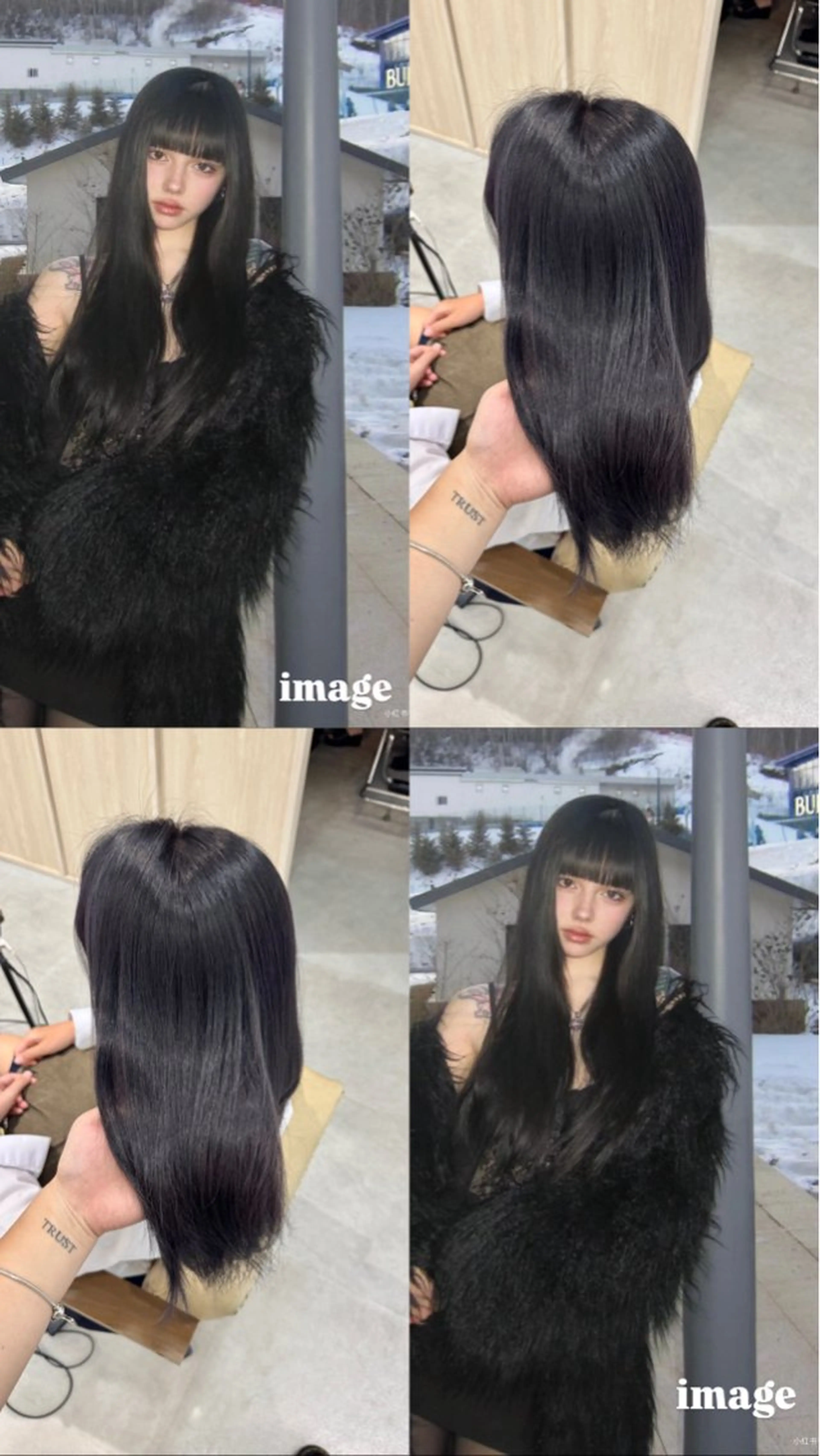 ロング カラー 黒髪 ブリーチ ブルーカラー ブルーブラック ヘアカラー Ouka/Wカラー/ 大人艶カラーのヘアスタイル