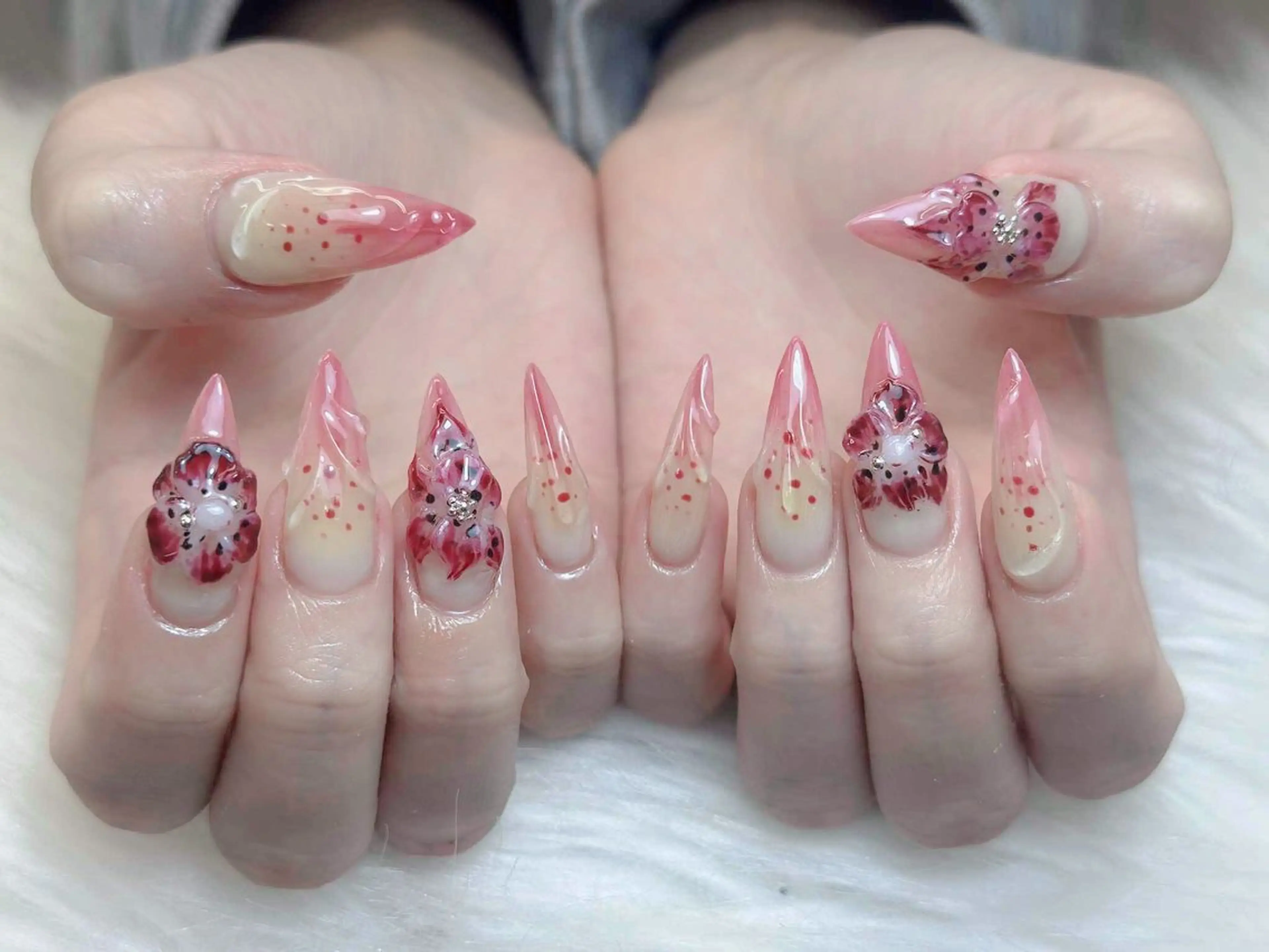 ネイル アートネイル 成人式 ジェルネイル ニュアンスネイル 夏ネイル ハンドネイル NIE MoMoのネイルデザイン