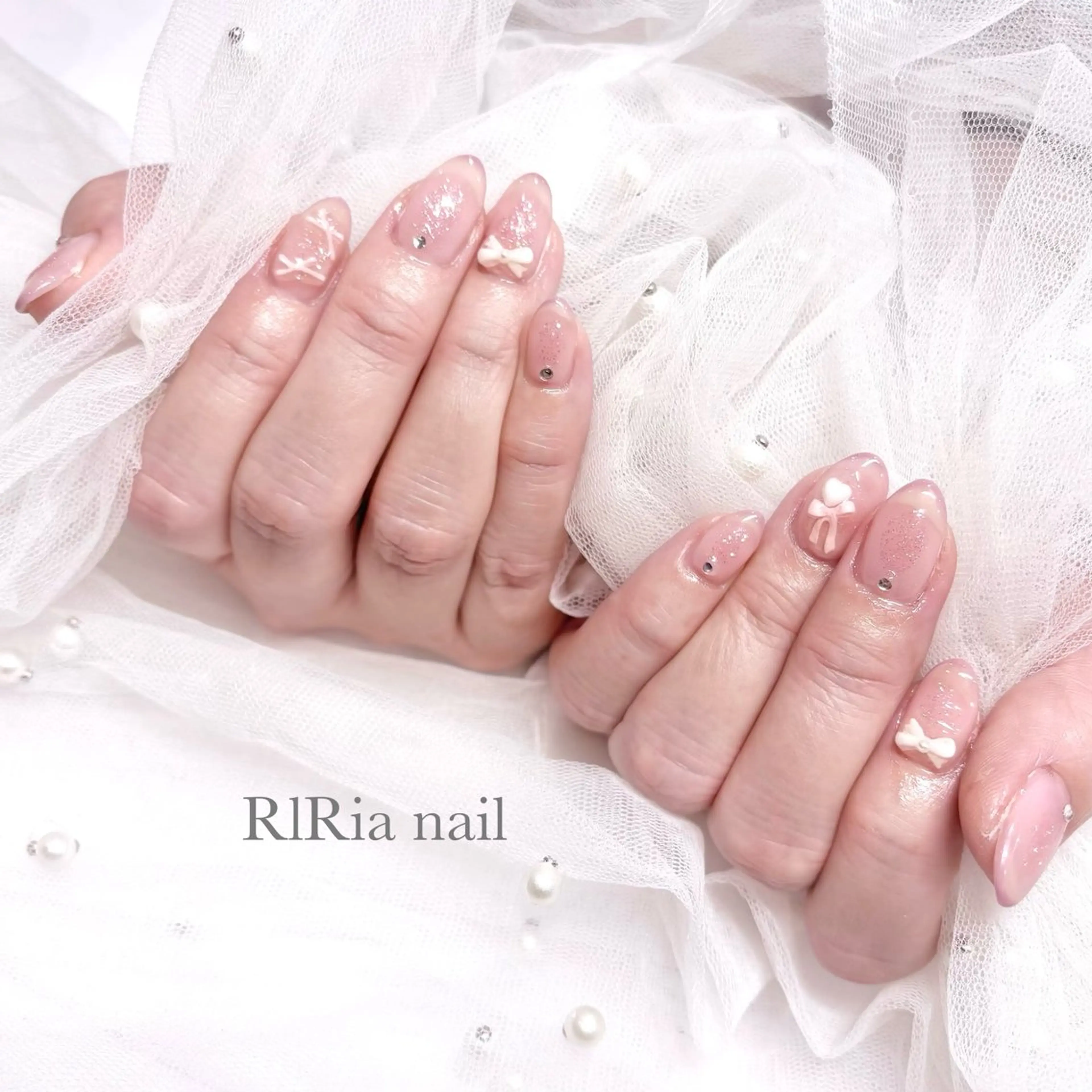 ネイル ピンク リボン ハンドネイル 🎀RIRia nail🎀のネイルデザイン