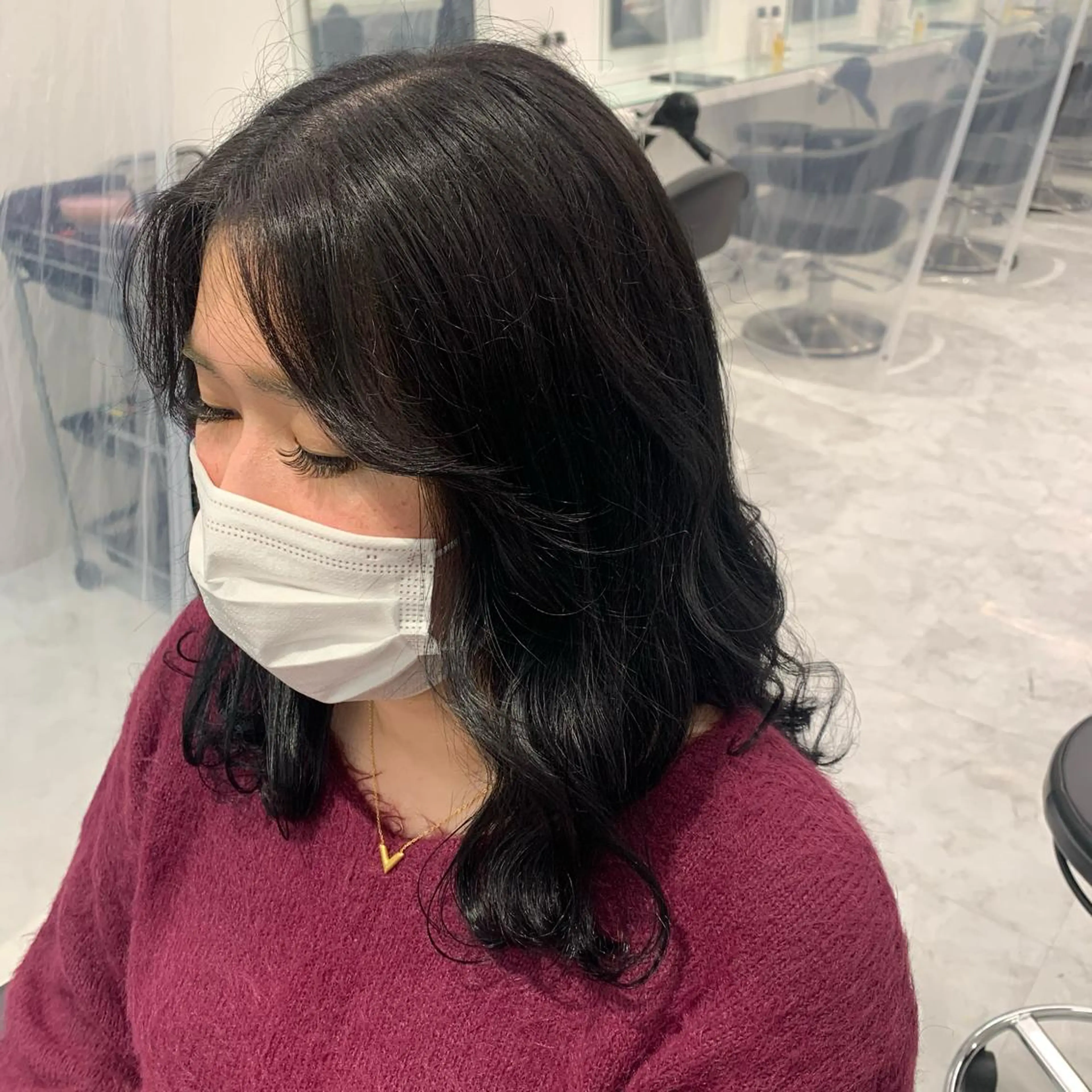 セミロング カラー ヘアアレンジ ダブルカラー｜ なおき｜池袋美容師のヘアスタイル