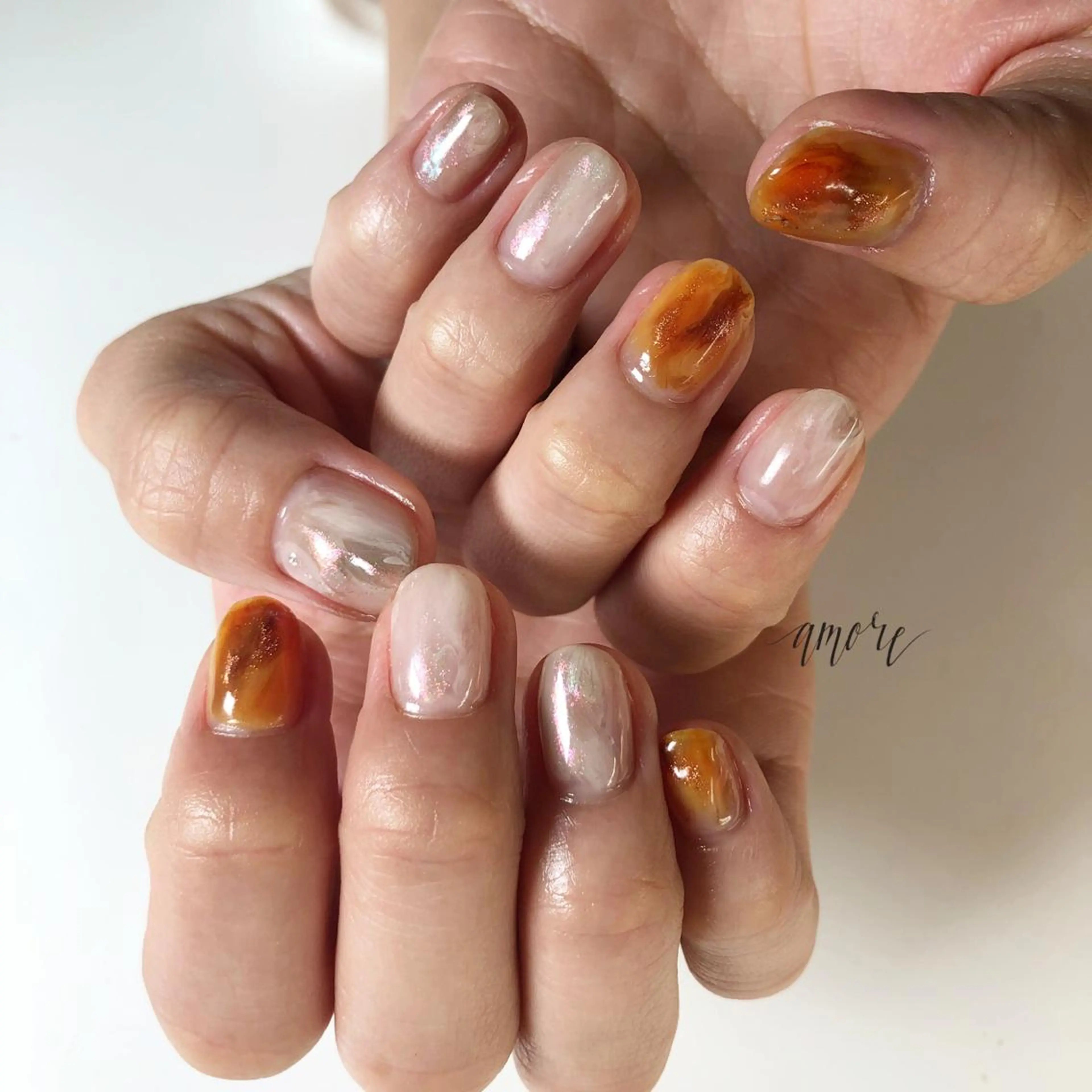 ネイル ジェルネイル 氷ネイル・うるうるネイル ミラーネイル ニュアンスネイル 春ネイル You kyehwaのネイルデザイン