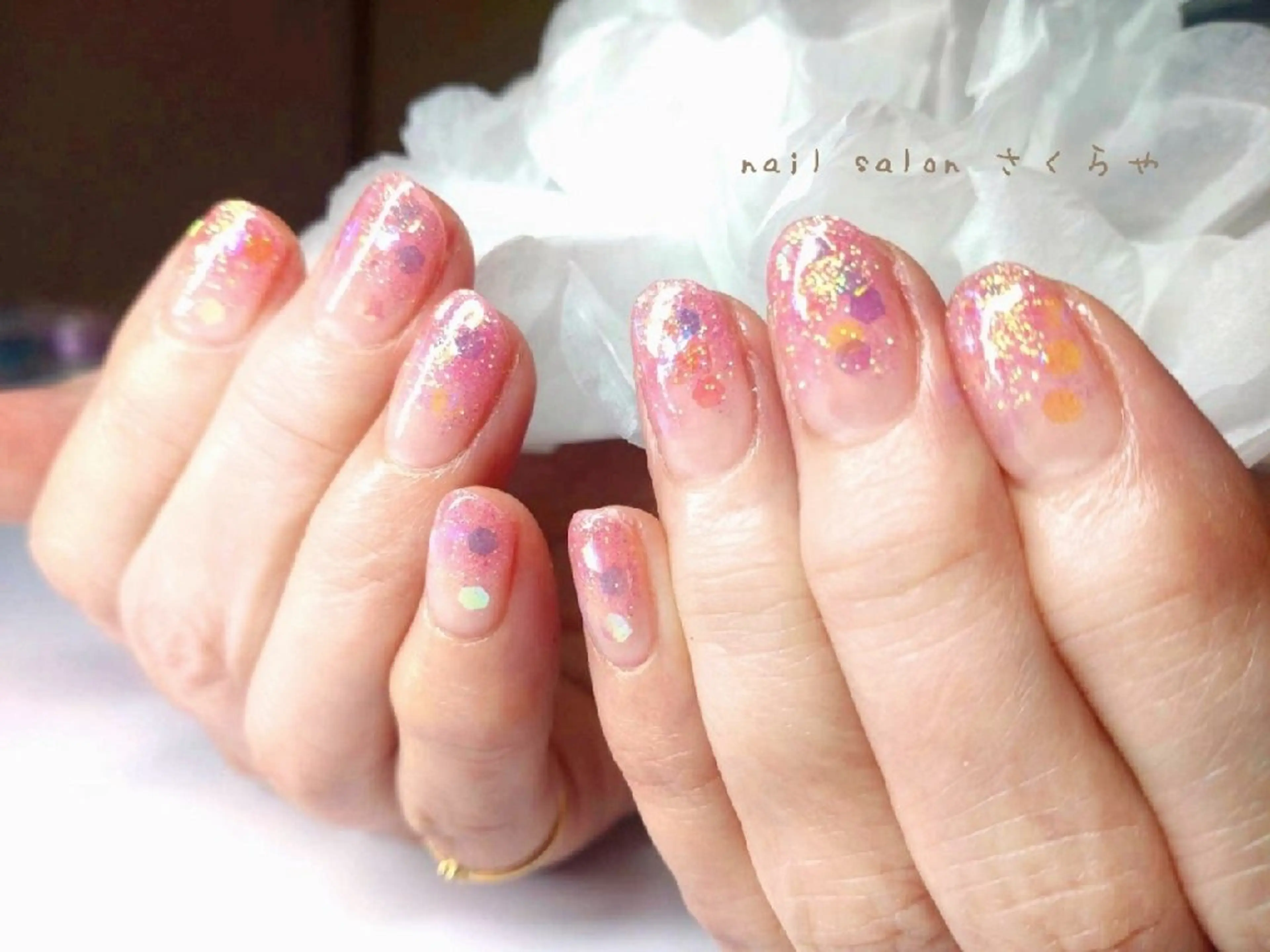 ネイル グラデーション キラキラネイル ラメ(グリッター) ラメグラデーション ピンク さくらや❤ パラジェル使用のネイルデザイン