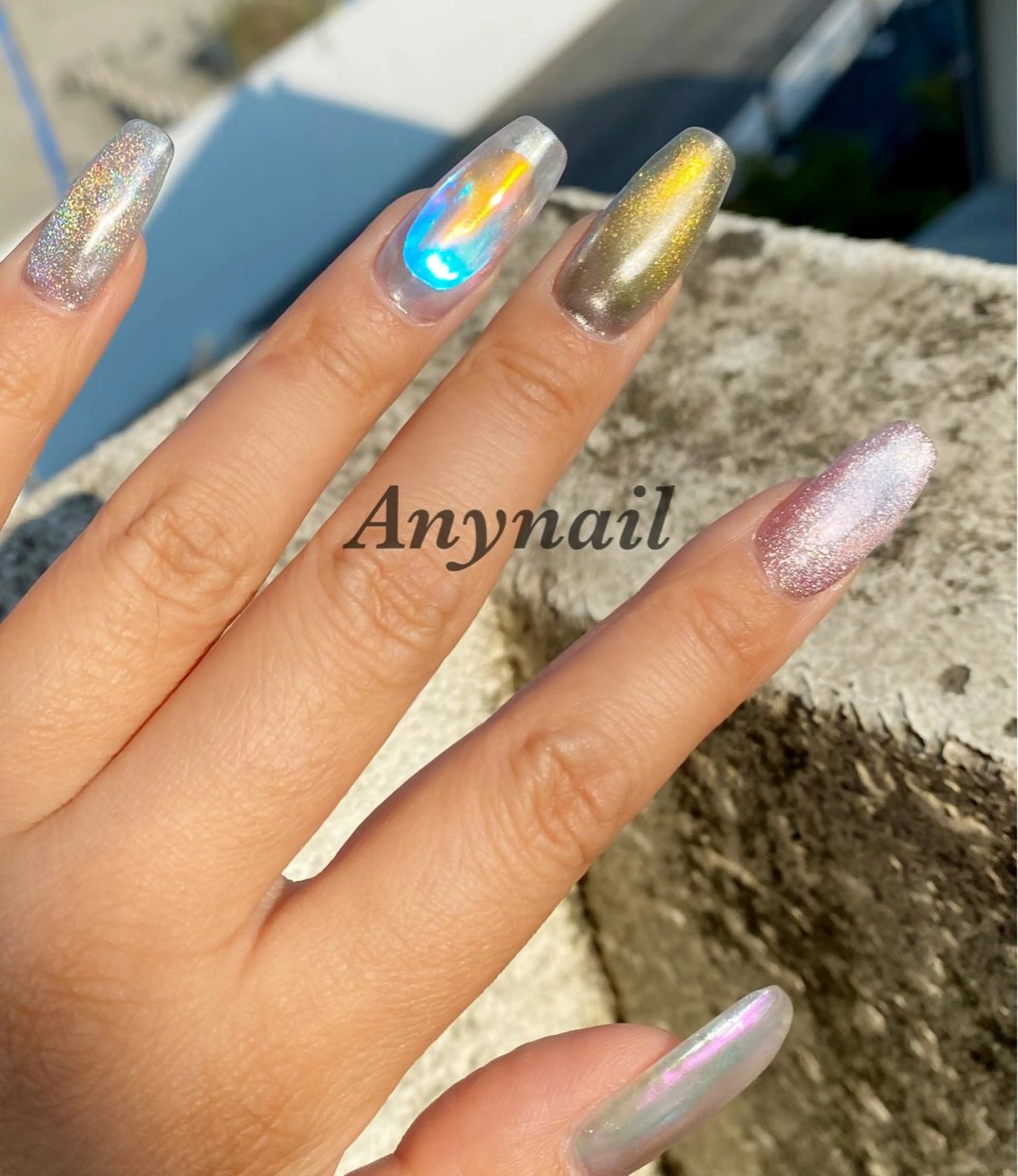 ネイル オーロラネイル ブルー クリアネイル ジェルネイル 氷ネイル・うるうるネイル 岩澤 恵子のネイルデザイン