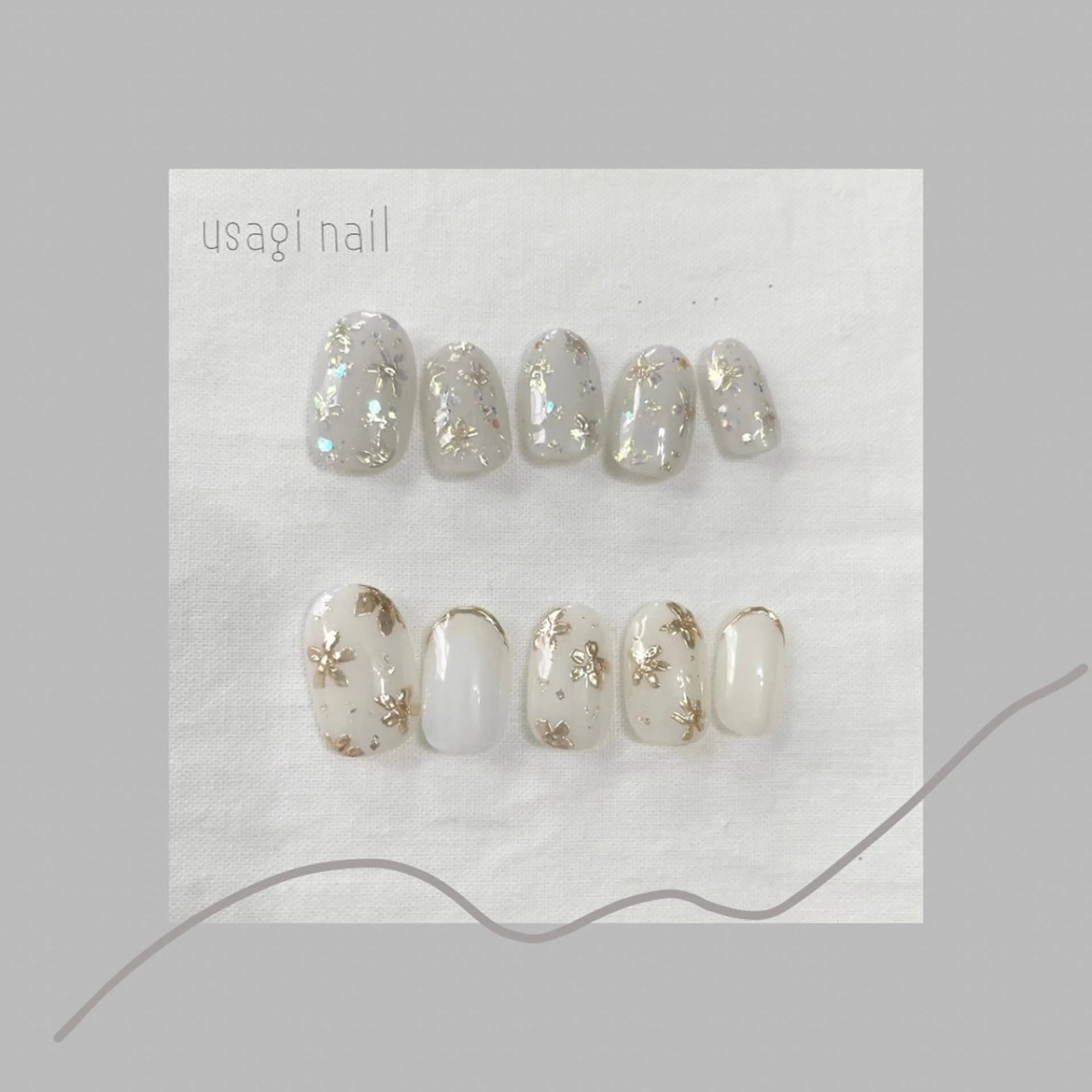 ネイル オーロラネイル カジュアル ゴールド マグネットネイル ミラーネイル usagi nailのネイルデザイン