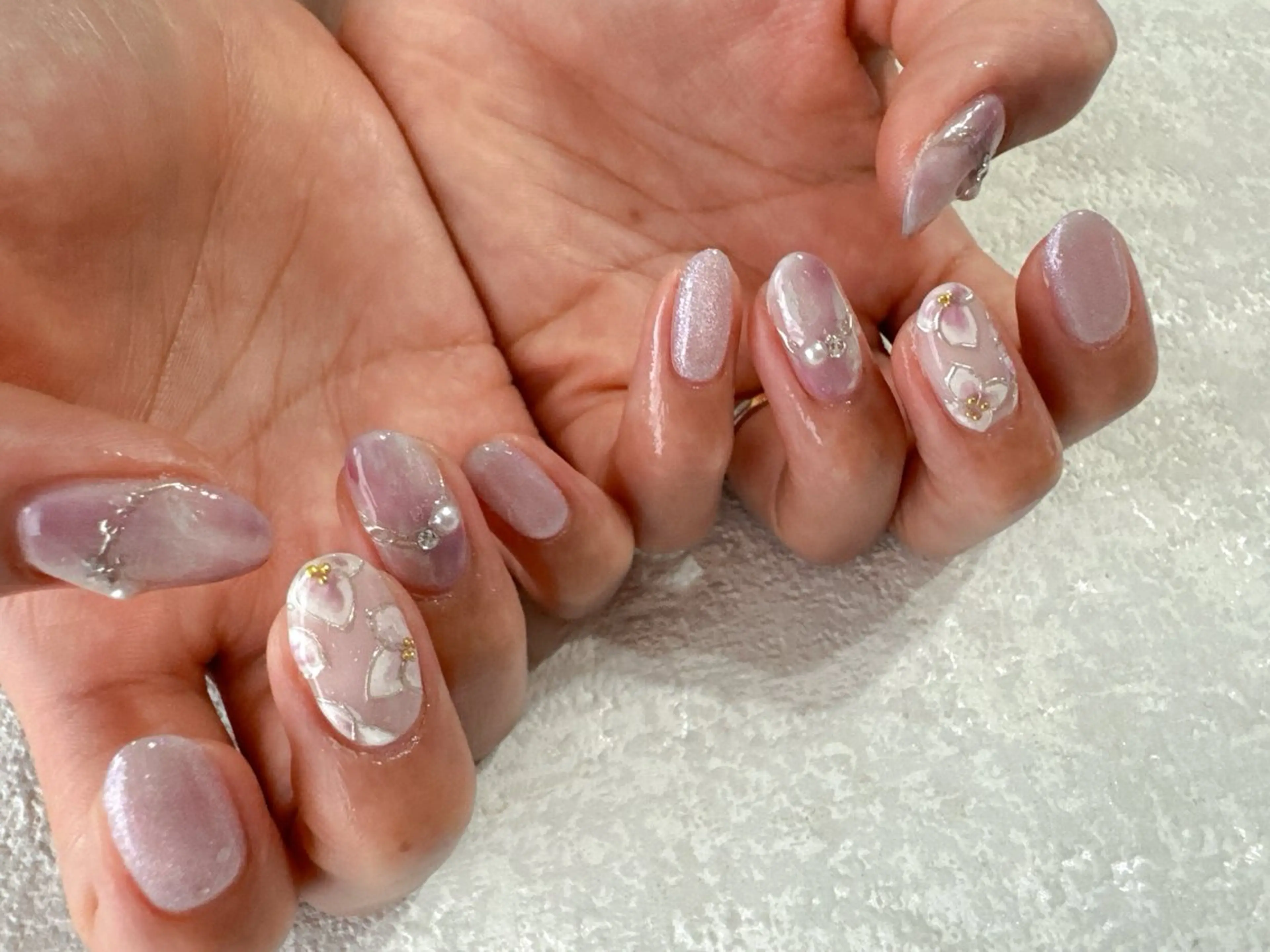 ネイル フットネイル ジェルネイル パラジェル パープル 春ネイル kikinail 溝の口のネイルデザイン