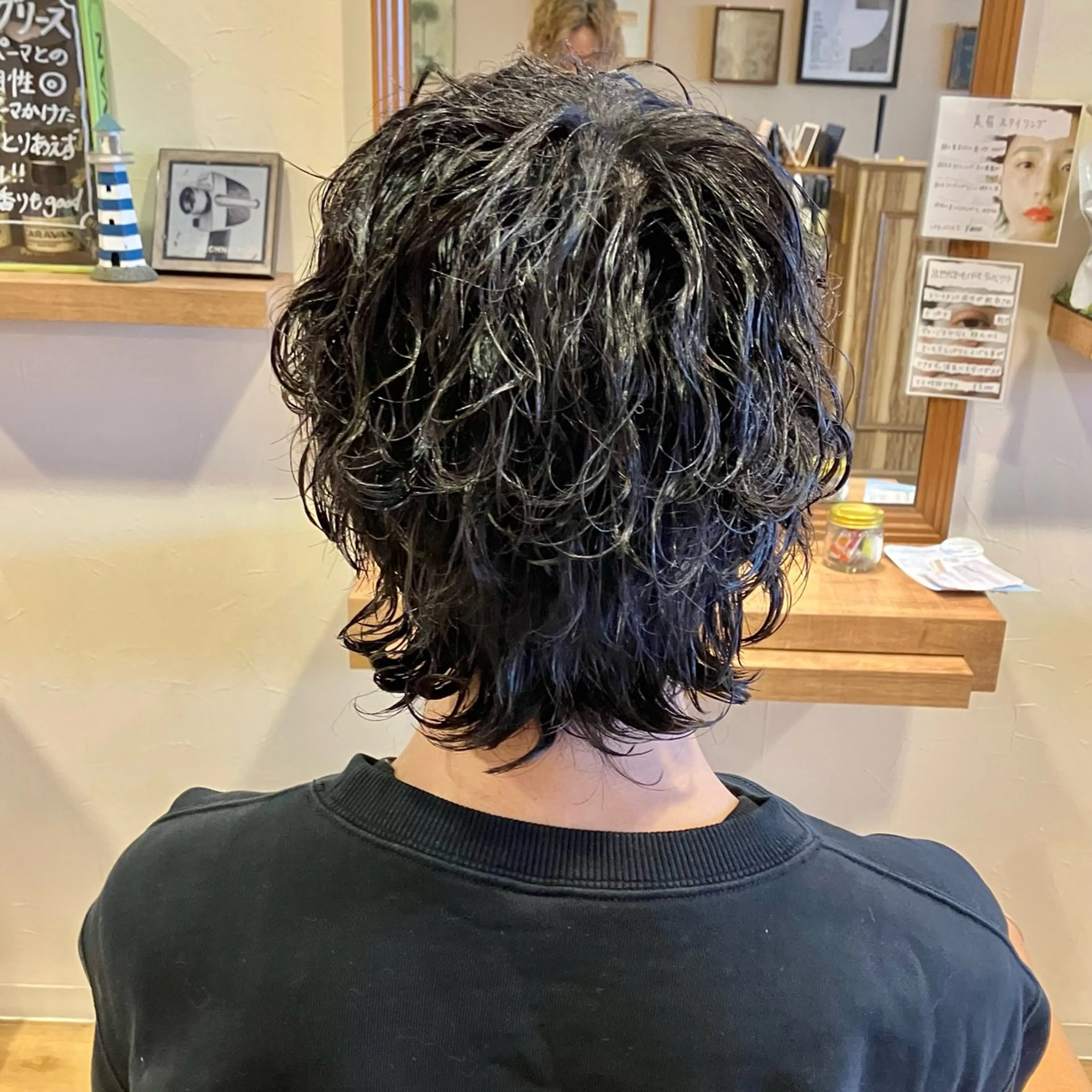 ミディアム パーマ メンズ カット パーマ 森田 研司のヘアスタイル