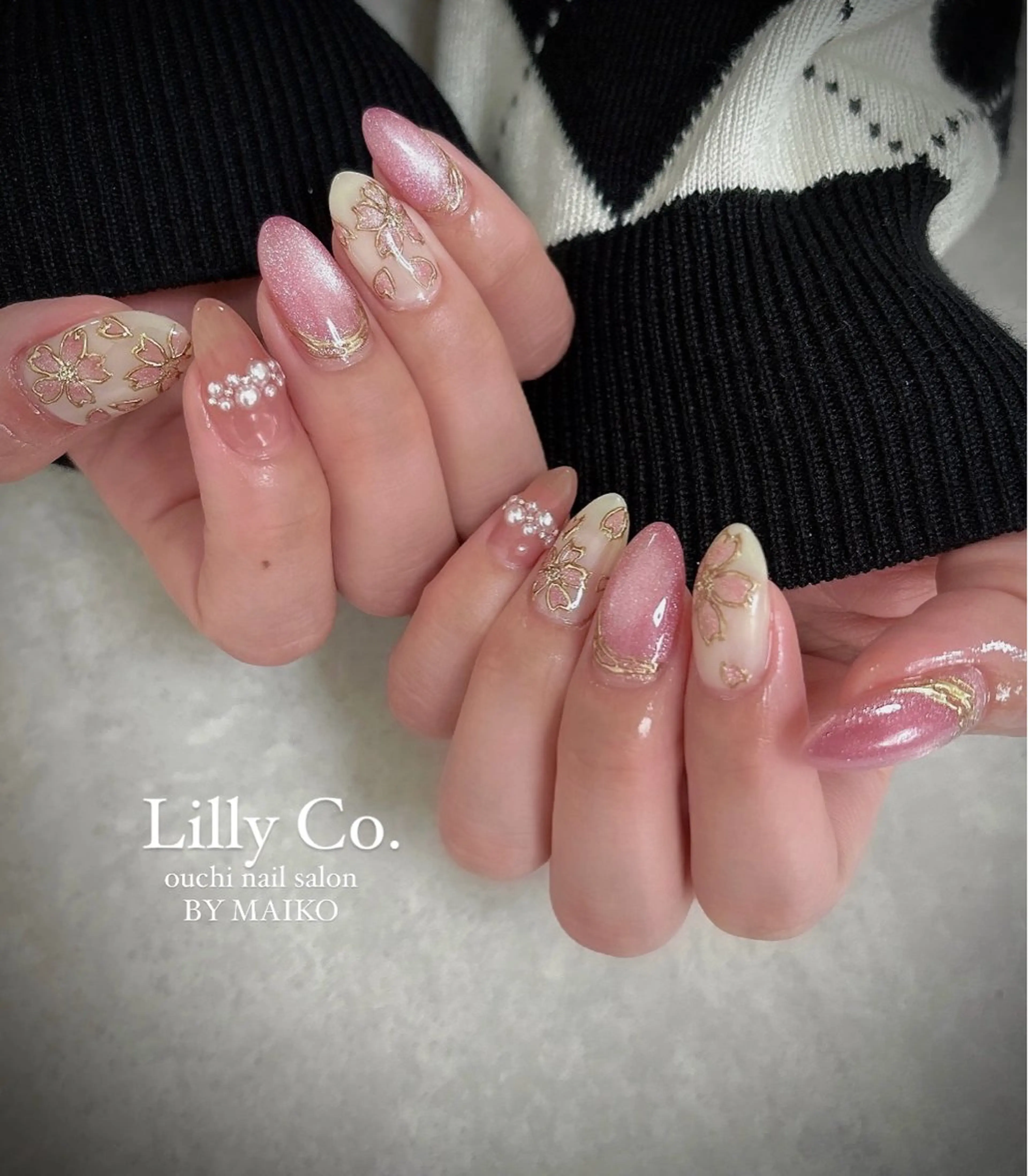 ネイル 桜ネイル 入学式 Lilly Co.のネイルデザイン