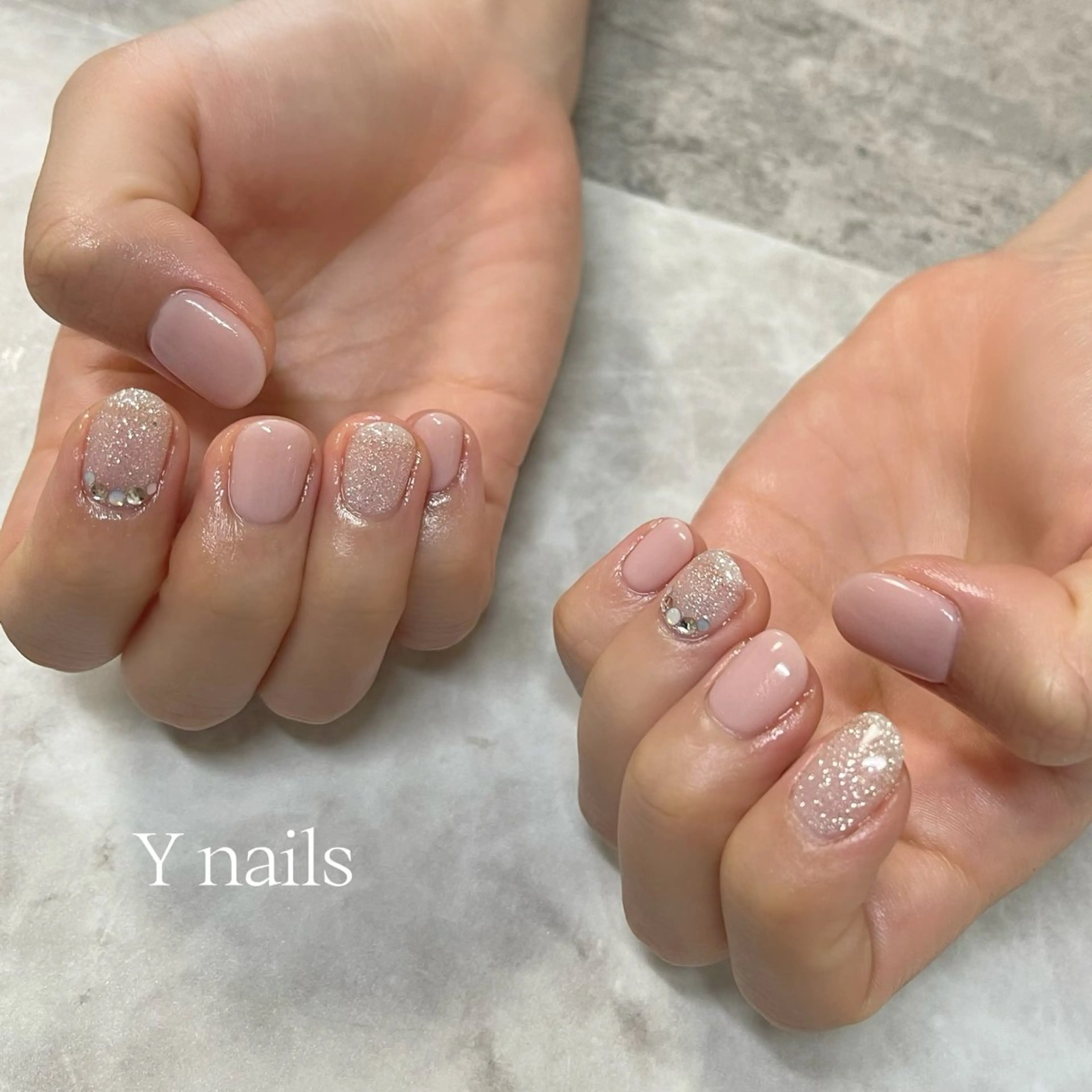 ネイル ピンク ピンクベージュ シンプルネイル ブライダルネイル 沖縄 Y nailsのネイルデザイン