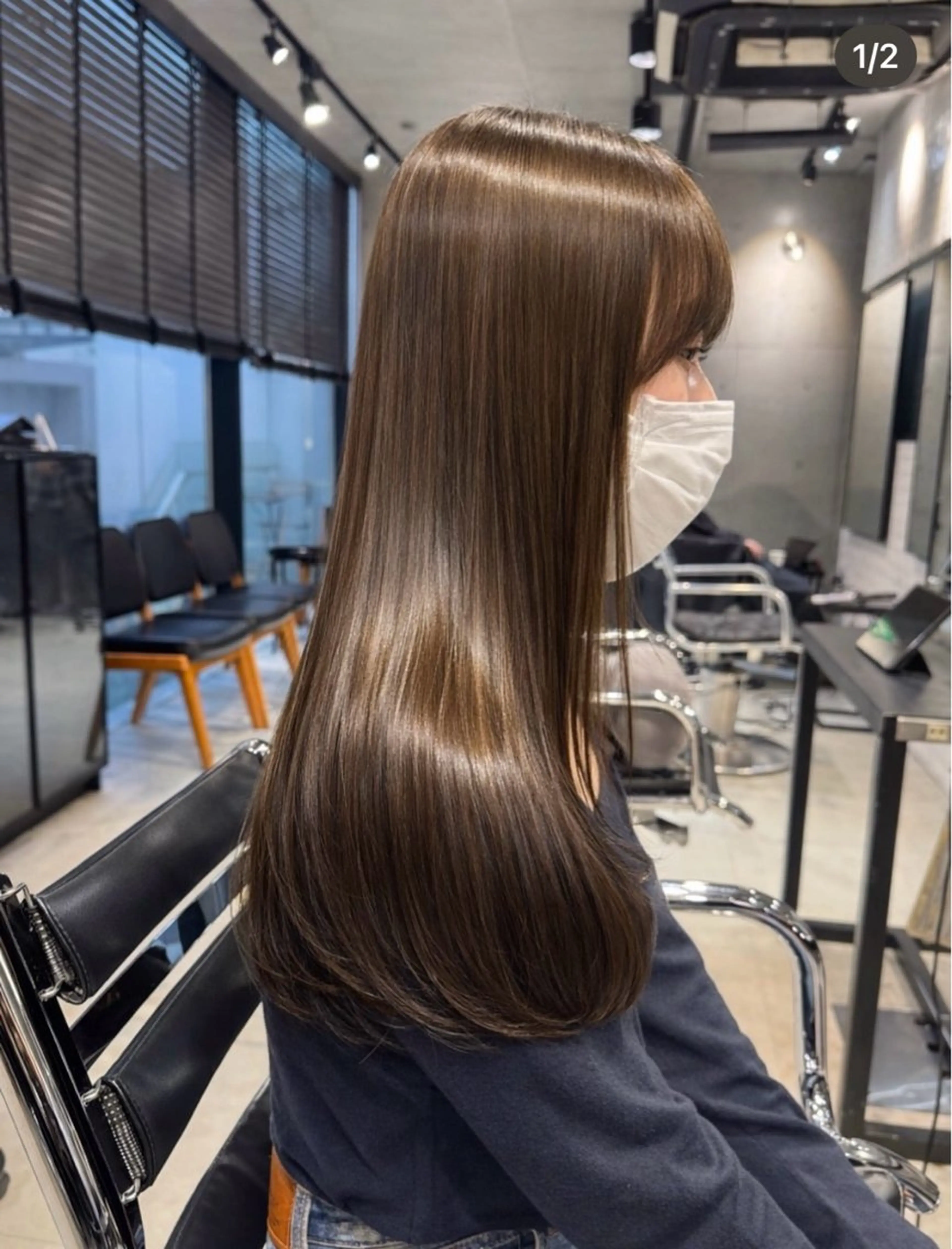 ロング カラー パーマ ヘアアレンジ カット ヘアカラー トリートメント 透明感/オリーブ/ グレージュ/YUKAのヘアスタイル