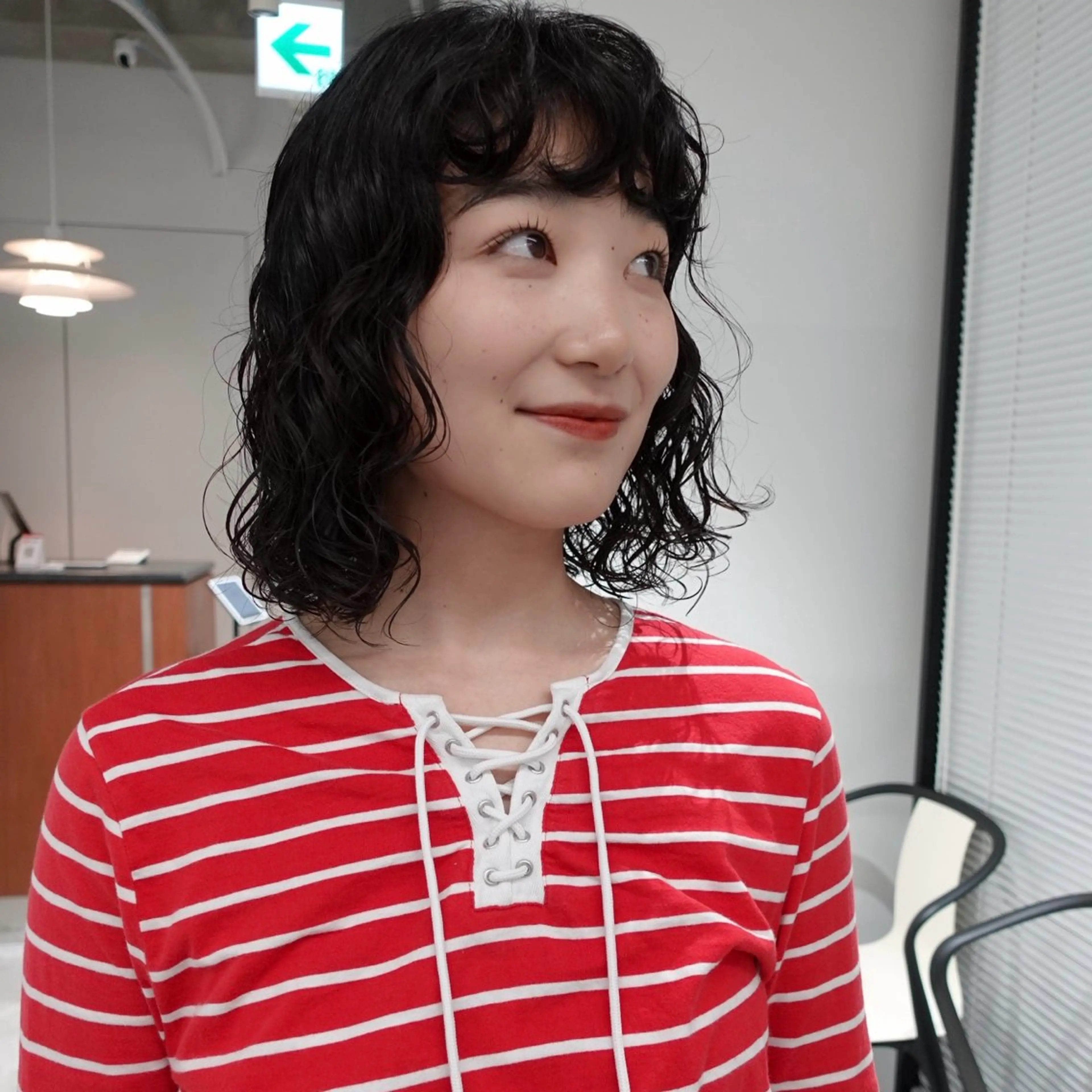 ミディアム パーマ ヘアアレンジ ミディアムパーマ ボブ カット パーマ 🌐サトウ リョウ🌐のヘアスタイル