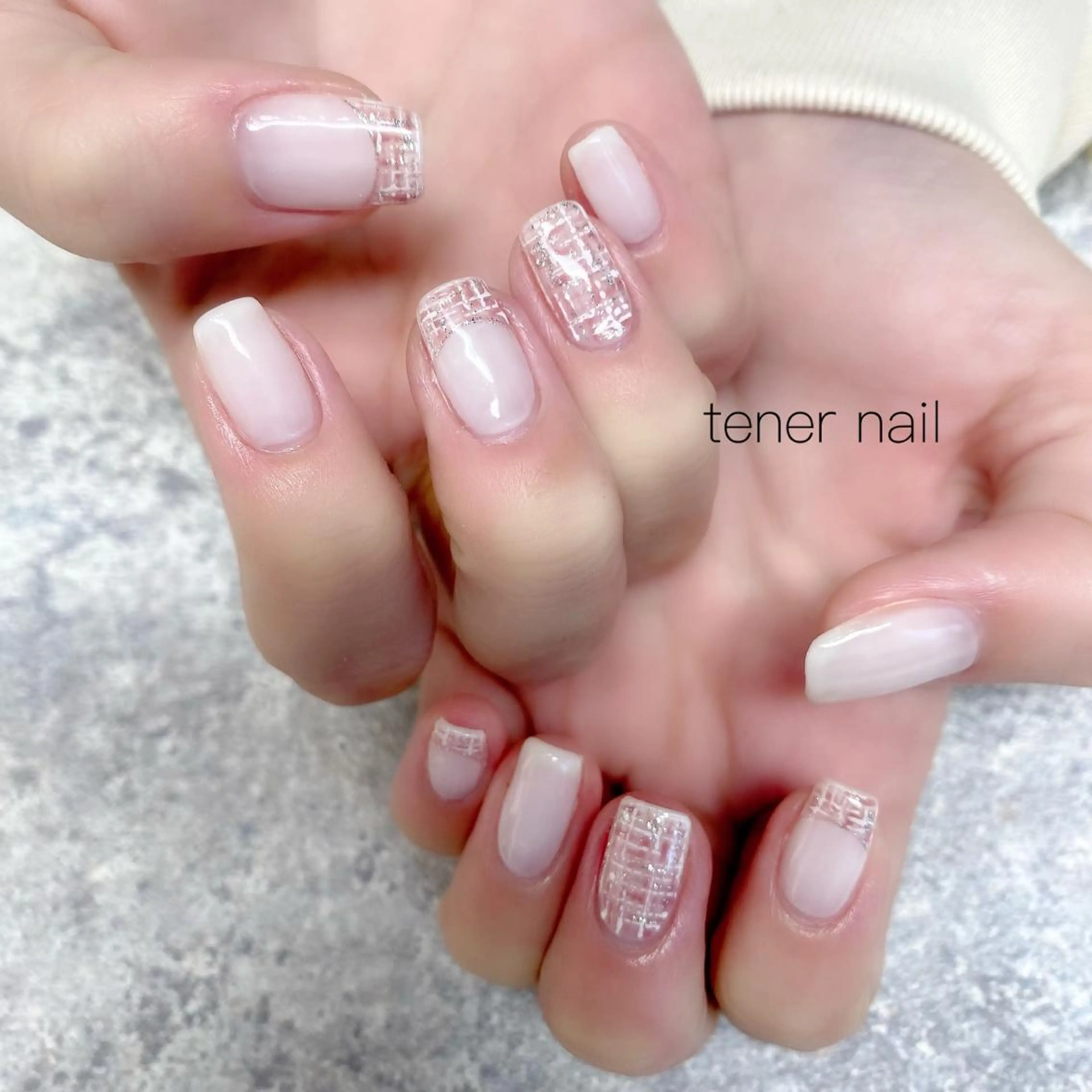 ネイル 春ネイル ツイードネイル テネルネイル tener nailのネイルデザイン