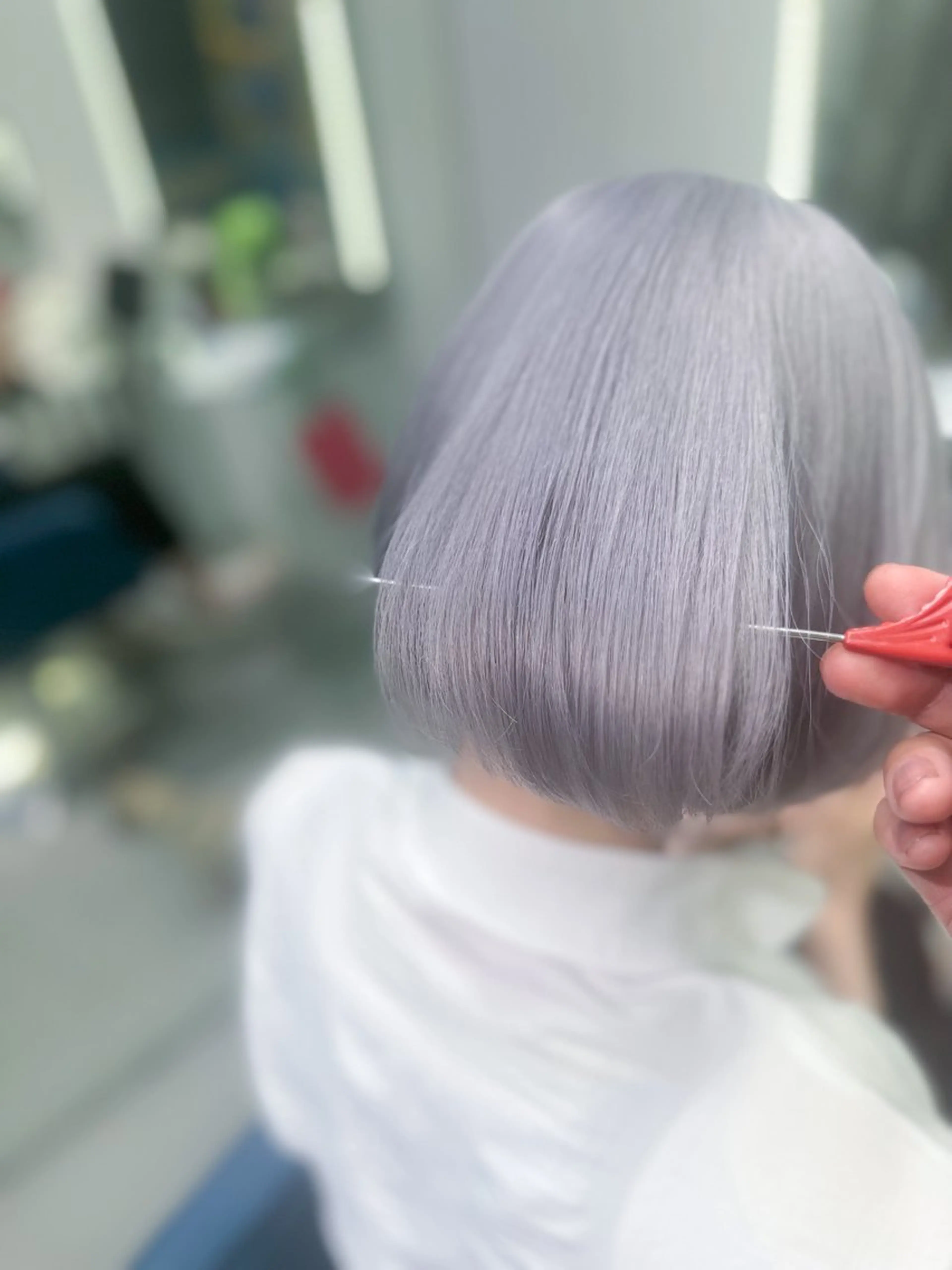 ショート カラー 黒髪 ブリーチ ブルーカラー ブルーブラック エドルカラー ヘアカラー BOX mico.のヘアスタイル