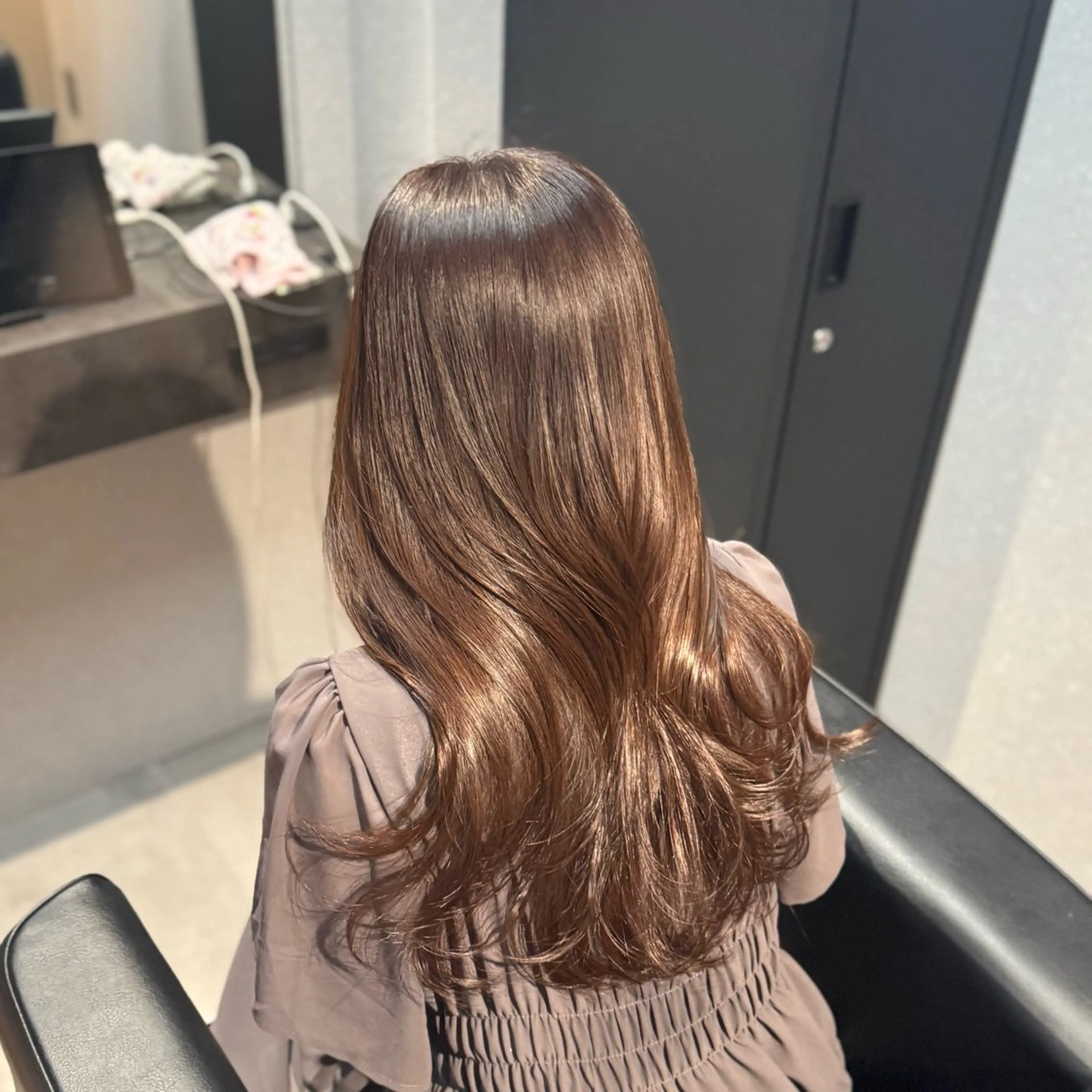 ロング カラー 黒髪 透明感カラー グレージュ オリーブカラー 髪質改善 ヘアカラー トリートメント 髪質改善Ⅰ透明感 艶カラーⅠたつやのヘアスタイル