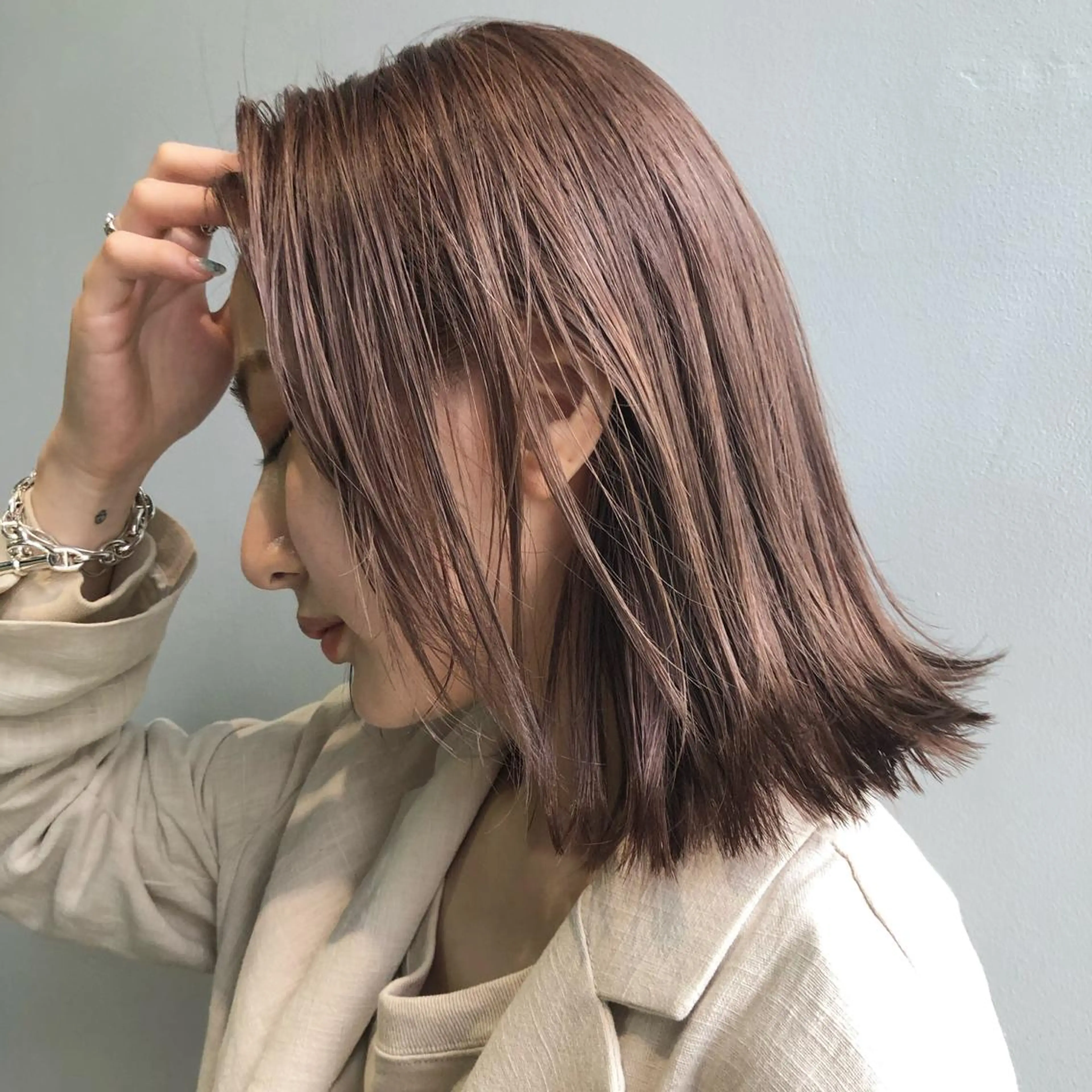 ミディアム カラー 低ダメージパーマ ケアパーマ/武田明大のヘアスタイル