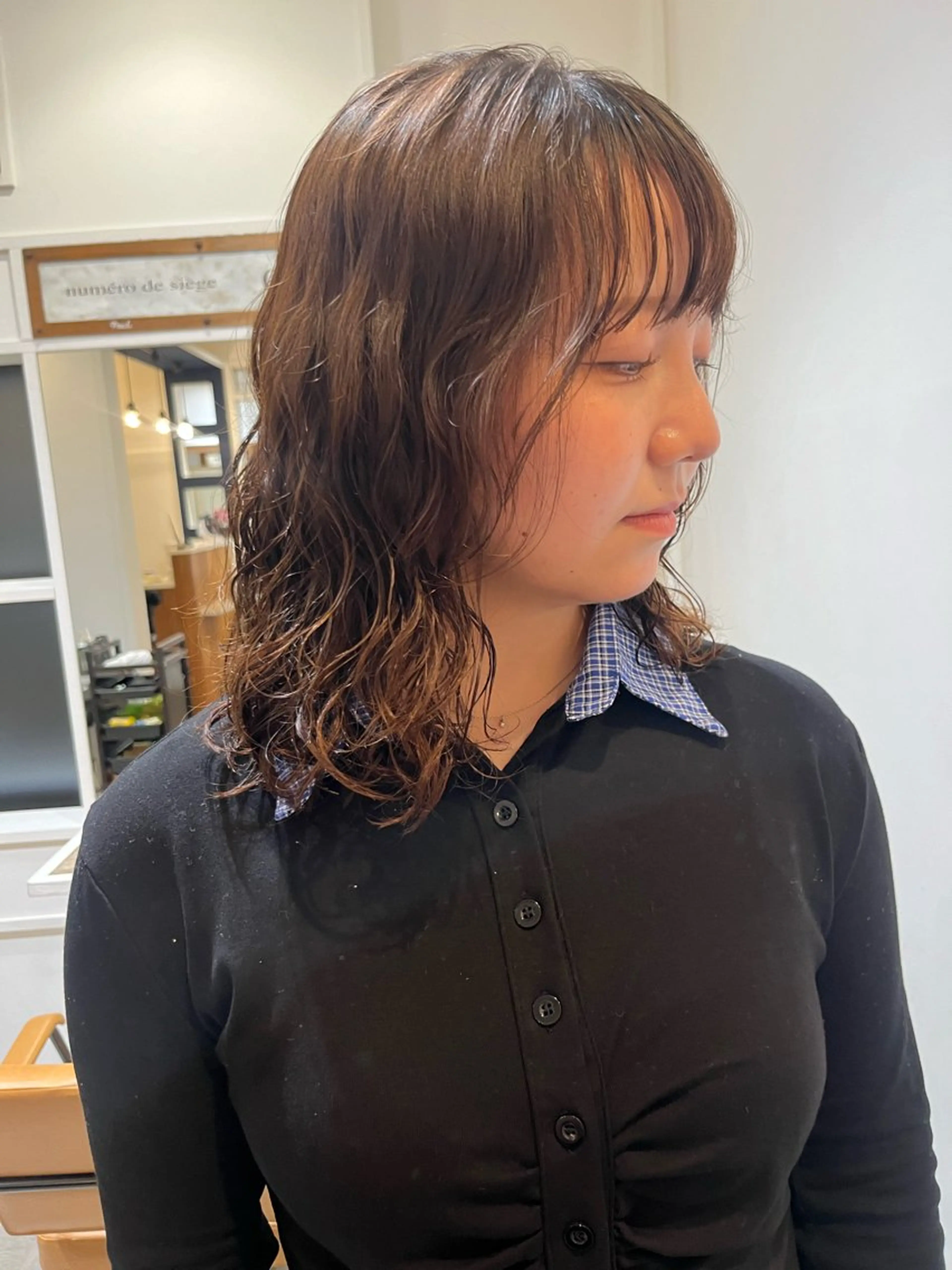 ミディアム トリートメント カット ヘアカラー トリートメント 無料カットモデル‪✨ ✂️Nanami🌷のヘアスタイル