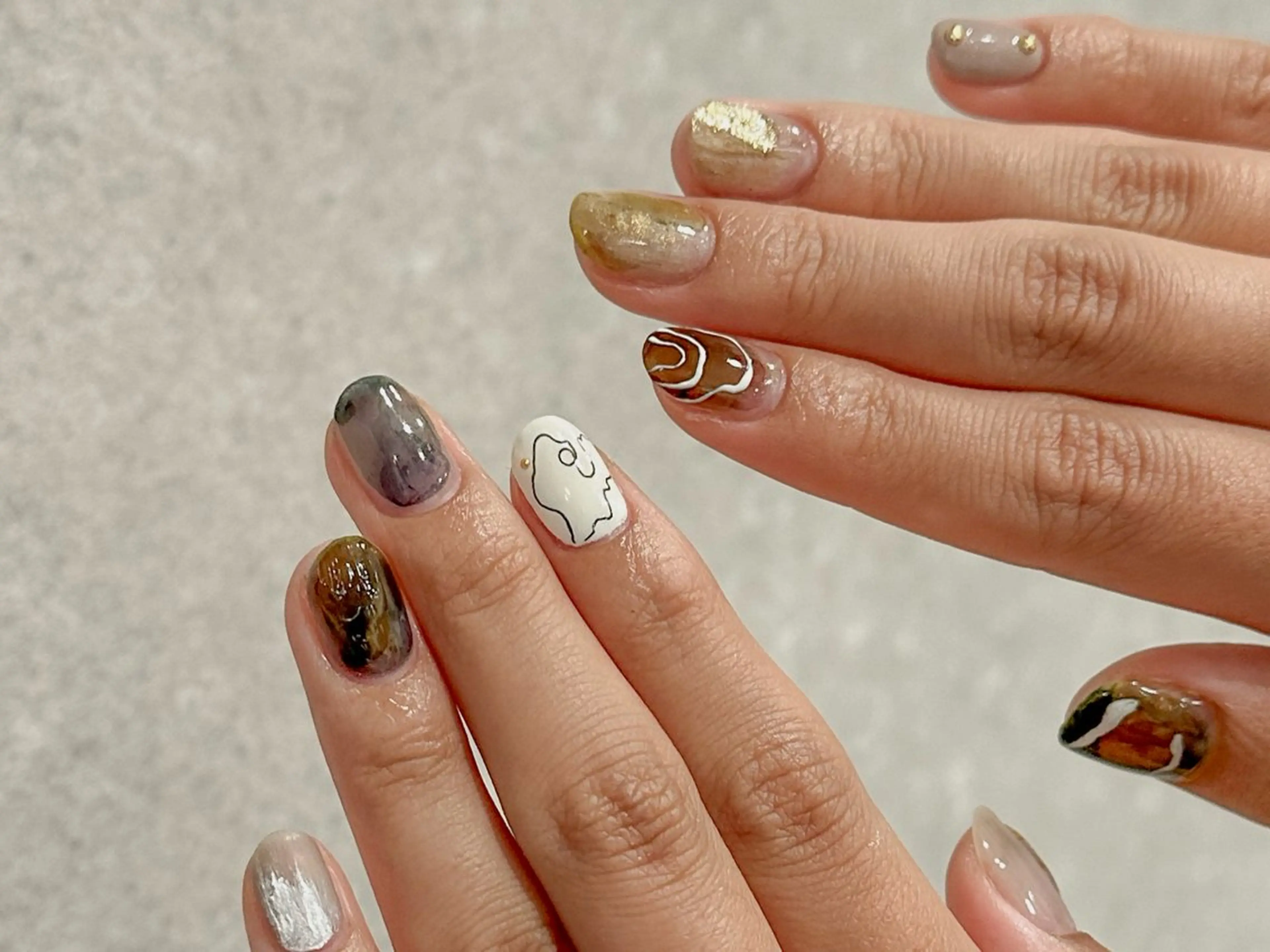 ネイル ブラウン ジェルネイル 持ち込み ニュアンスネイル パラジェル ハンドネイル Kotoha （ことは）のネイルデザイン