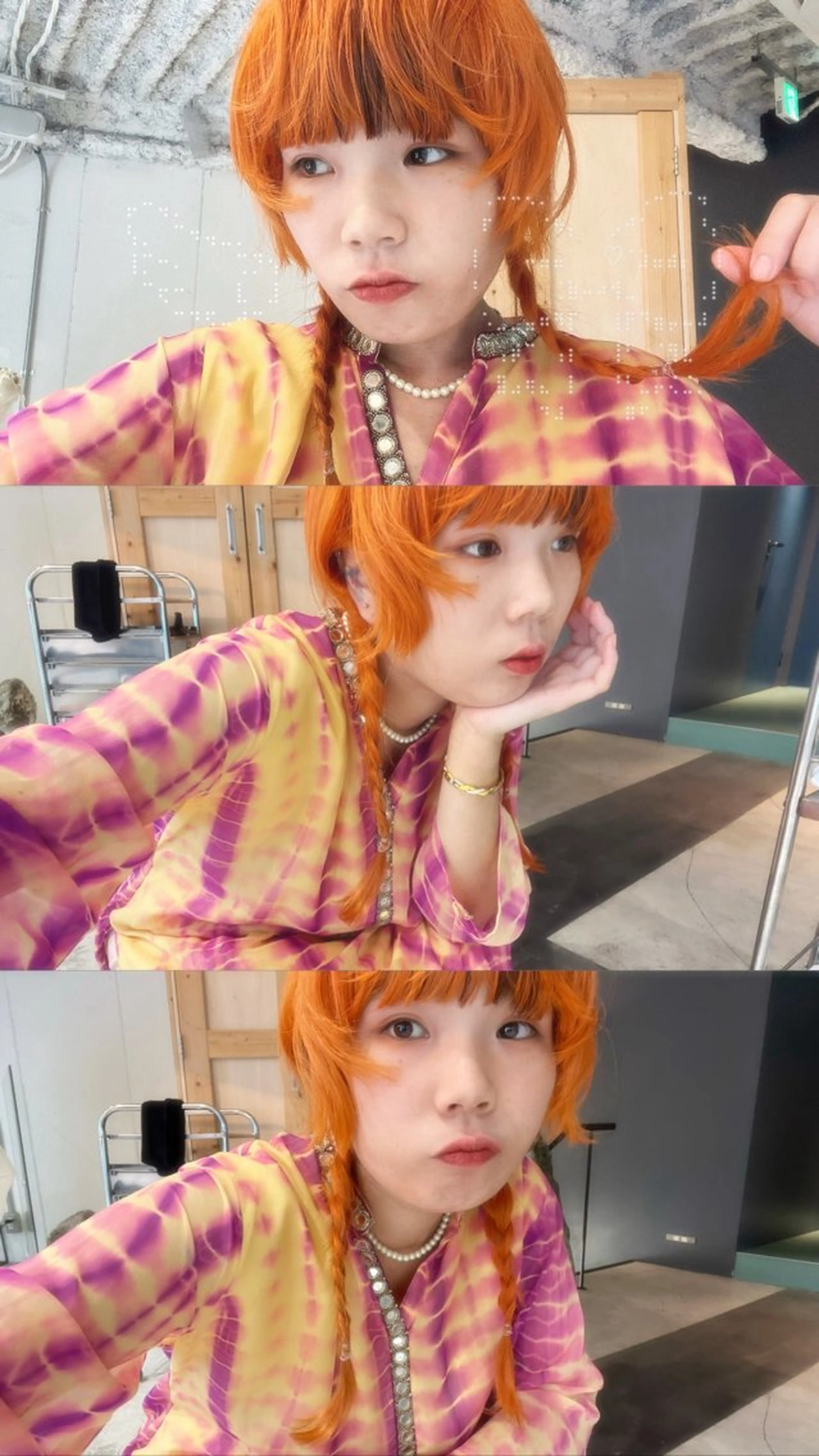 ロング カラー ハイトーンカラー オレンジ ヘアカラー デザインカラー 原宿/キシタのヘアスタイル