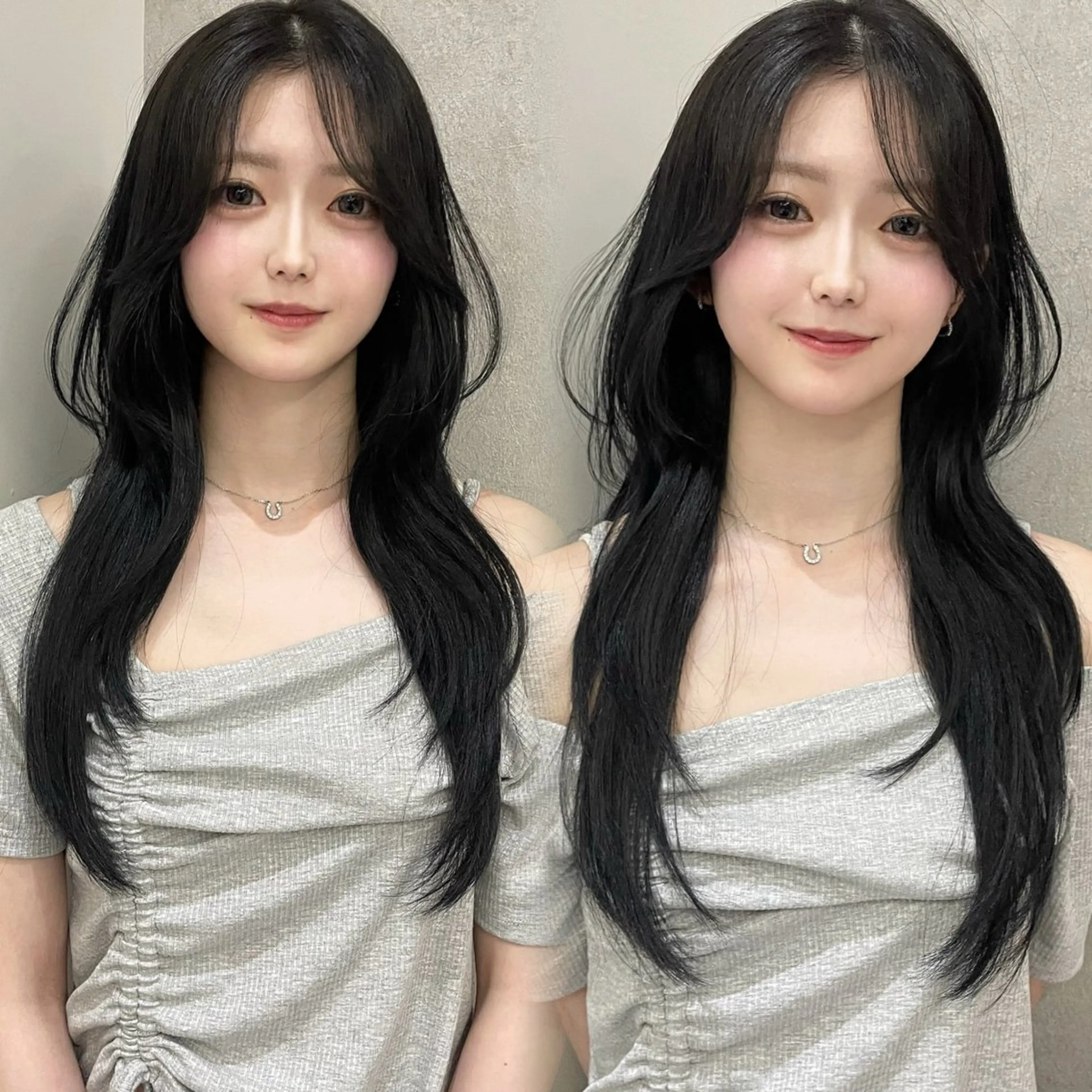 ロング くびれヘア ハッシュカット 韓国風ヘア レイヤーカット ワンホンヘア カット ヘアカラー トリートメント ヘッドスパ ヘアセット ハッシュカット🖤✨ 顔周り/韓国ヘアのヘアスタイル