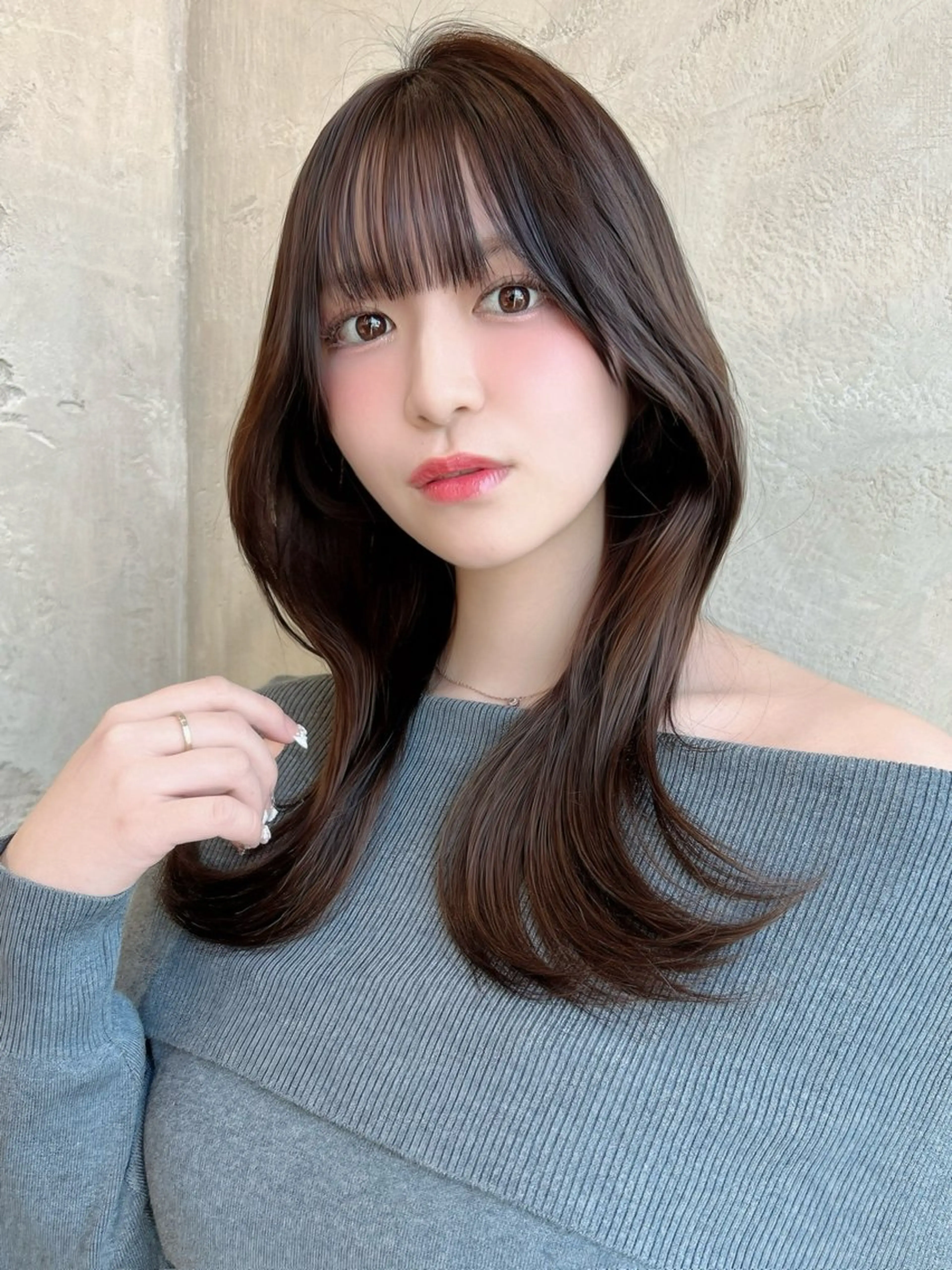 セミロング カラー パーマ カット ヘアカラー トリートメント 新宿✨顔周りカット 韓国ヘア/坂本亜裟海のヘアスタイル