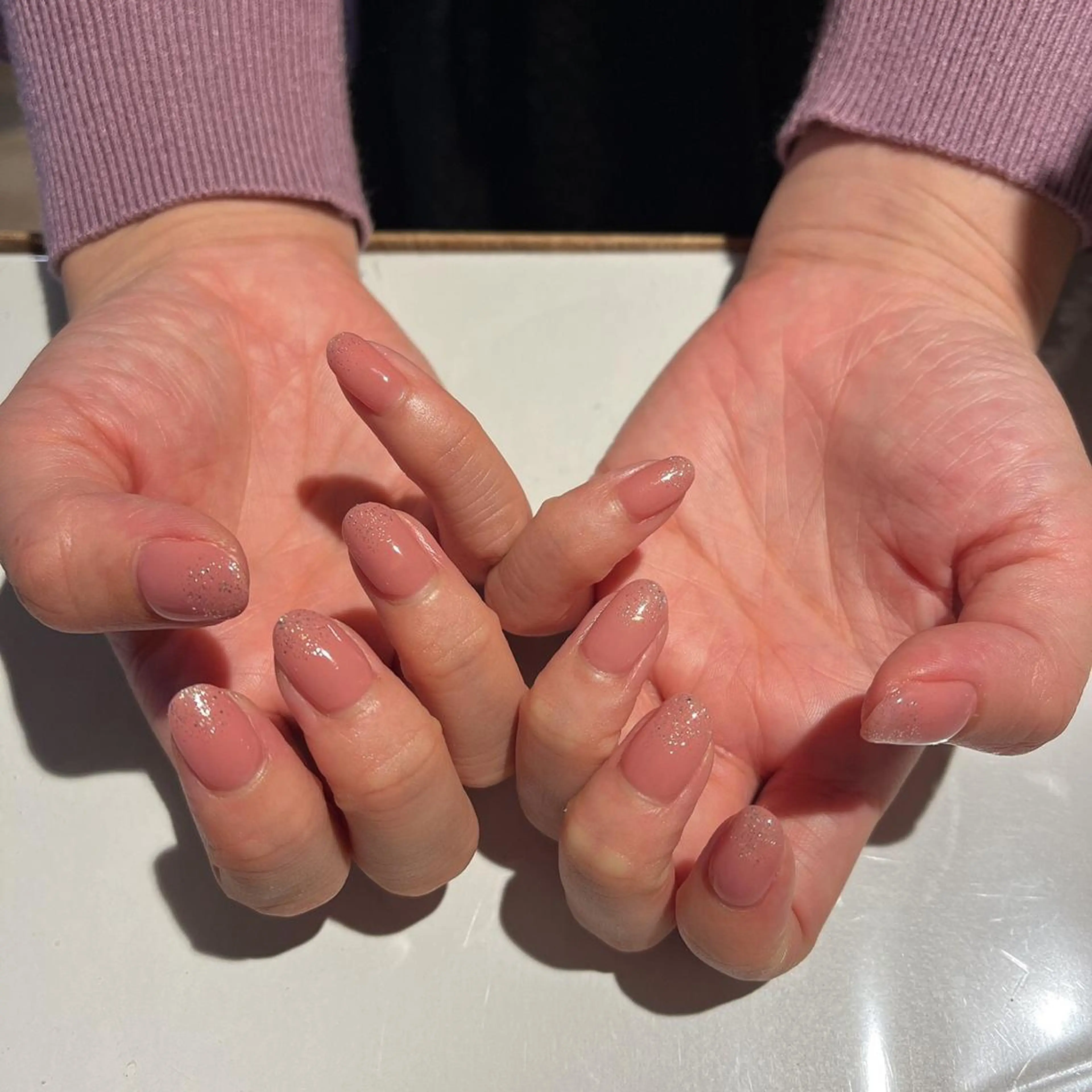 ネイル ラメ(グリッター) ワンカラーネイル シンプルネイル ハンドネイル はあとねいる 天王寺寺田町のネイルデザイン