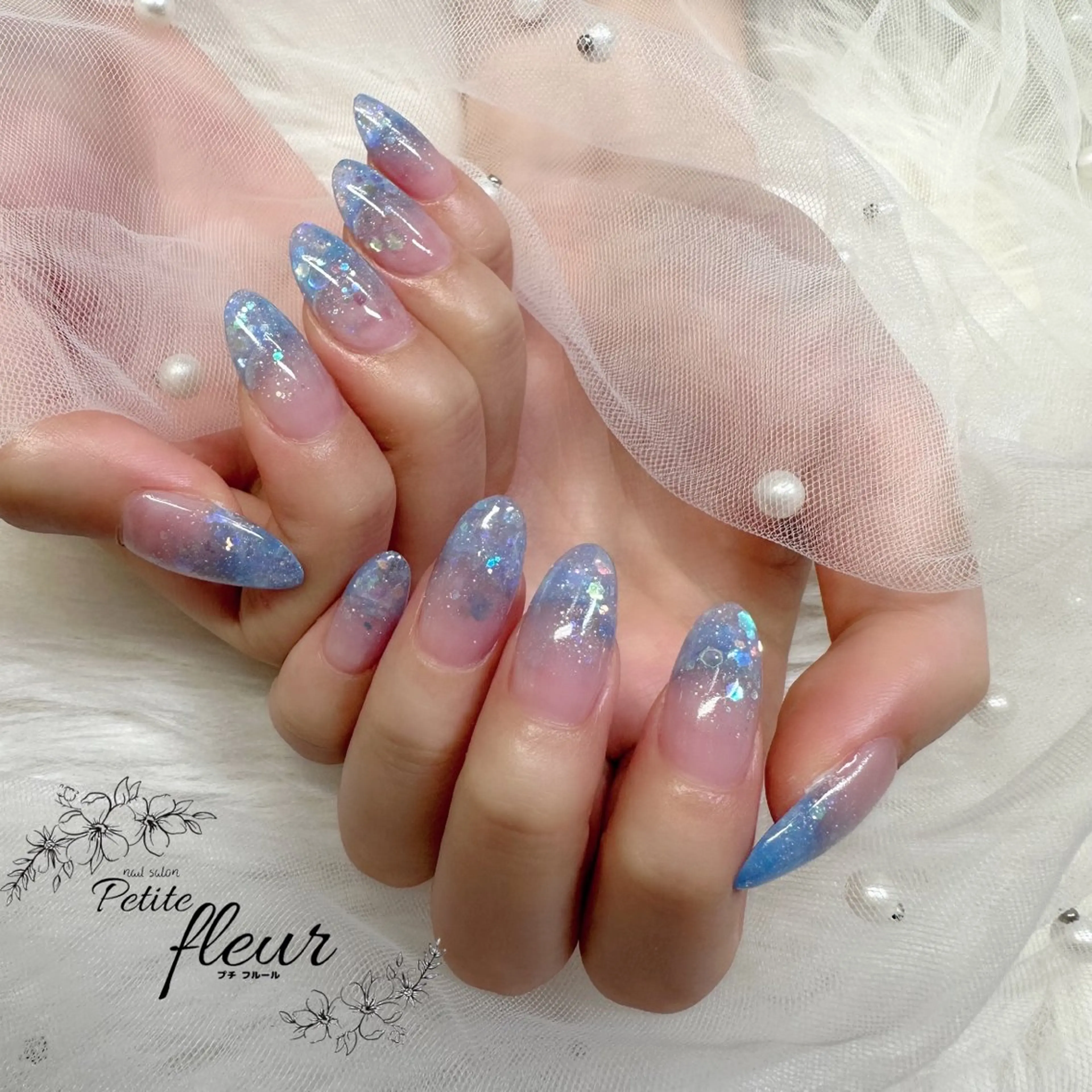 ネイル グラデーション ラメ(グリッター) ラメグラデーション スカルプネイル ❁⃘*。Petite fleur❁⃘*りさのネイルデザイン